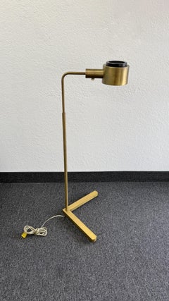 Adjustable Age Satin Brass Reading Floor Lamp by Casella