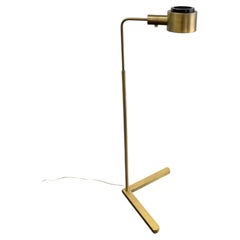 Adjustable Age Satin Brass Reading Floor Lamp by Casella