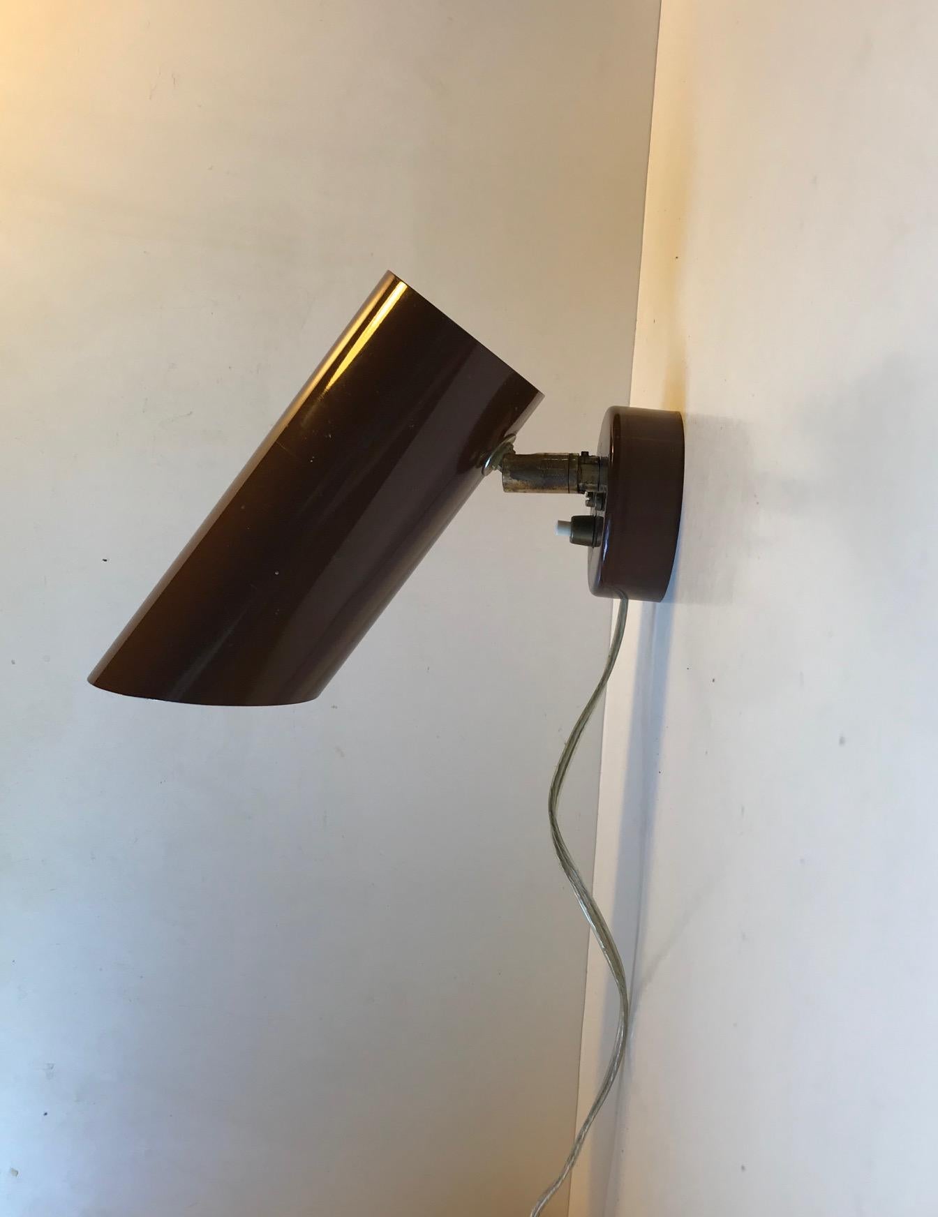 Danish Adjustable Aluminium and Brass Wall Light by Nordisk solar, 1960s For Sale