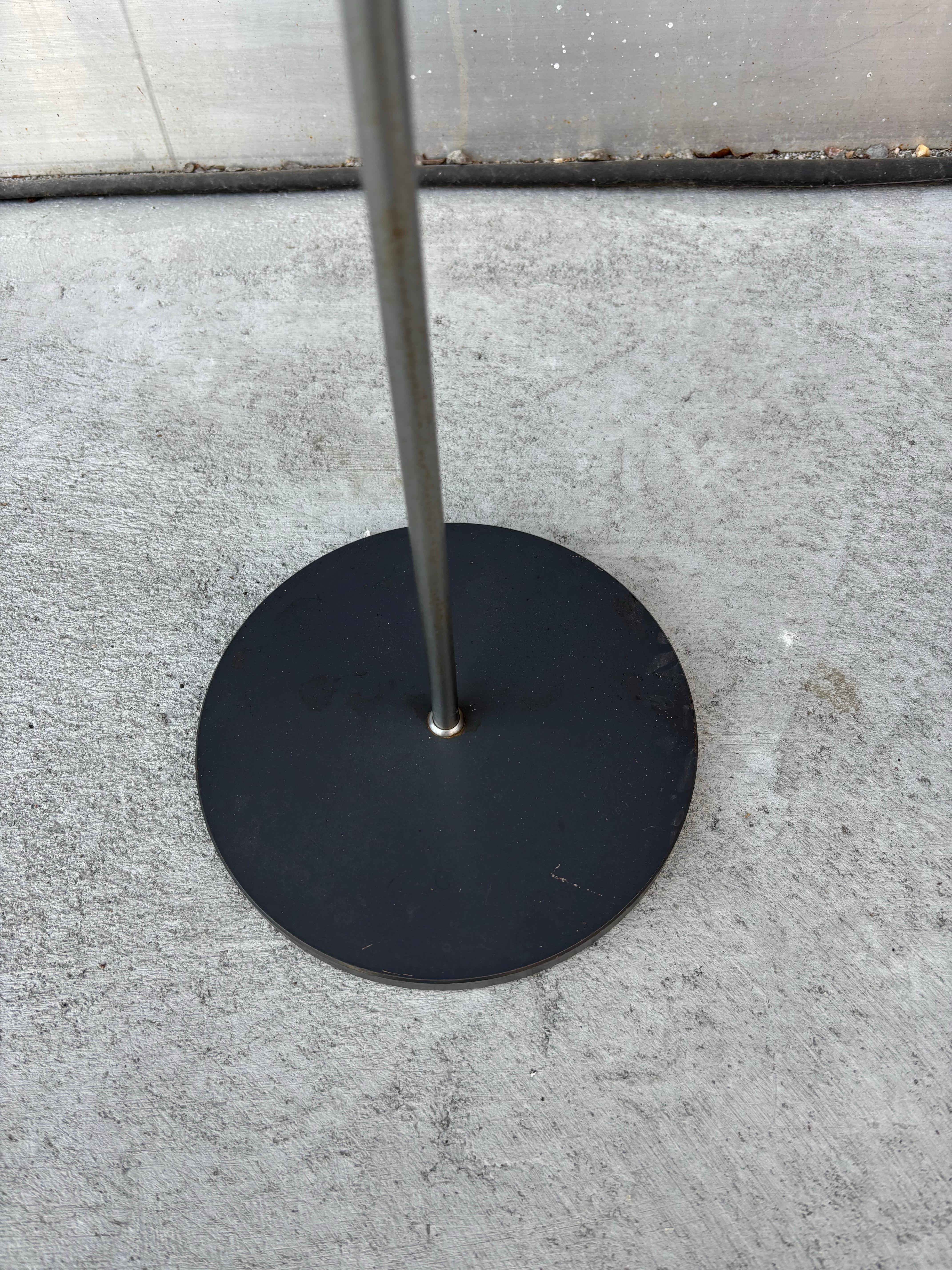 Aluminum and Steel Fully adjustable Floor Lamp by RAAK.  Knuckle loosens on pole to allow user to raise and adjust the angle of the shade.  8