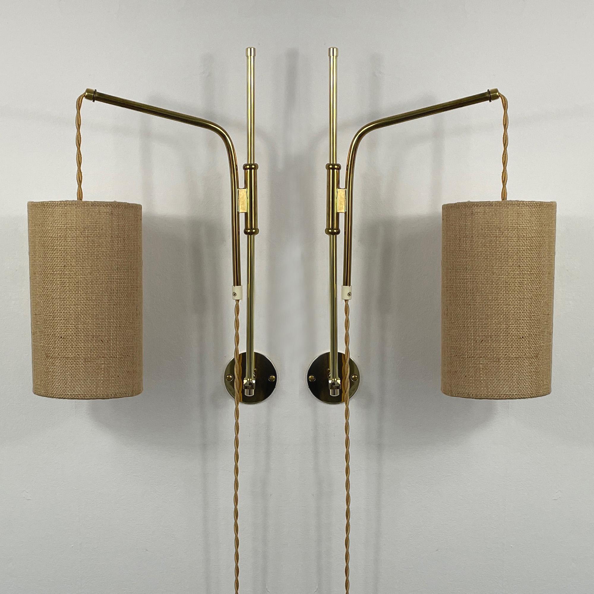 Adjustable and Articulating Brass and Sisal Pole Wall Lights, Austria1950s (Hans Agne Jacobsson Stil)
Paar Cosack Wandlampen eBay Kleinanzeigen (Pole Lights), Schirme (Jute, Fax, Sisal) Sandra 
-> similar KALMAR 1960s Max height 50cm, Min height