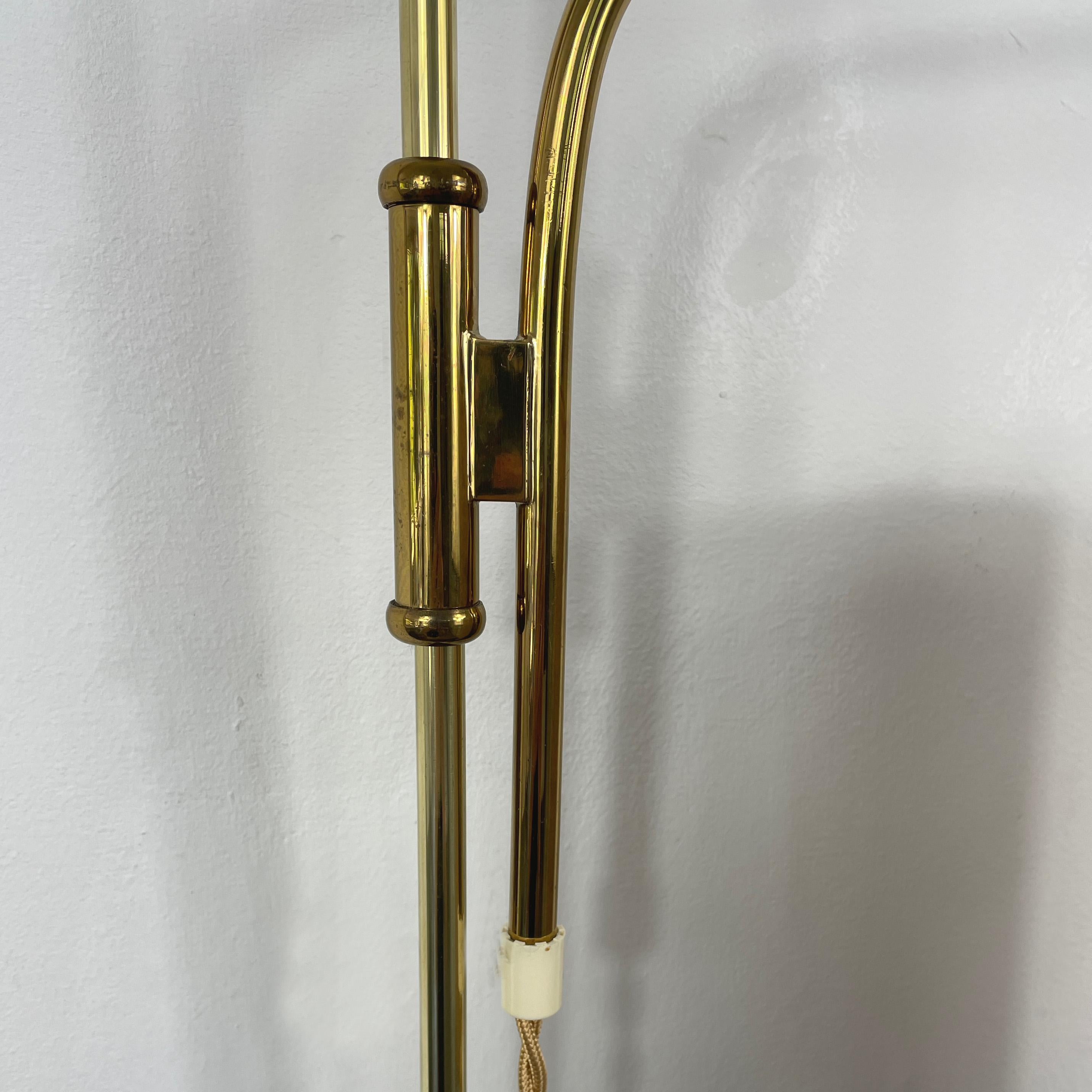 Adjustable and Articulating Brass and Jute Pole Wall Lights, Austria 1950s 3