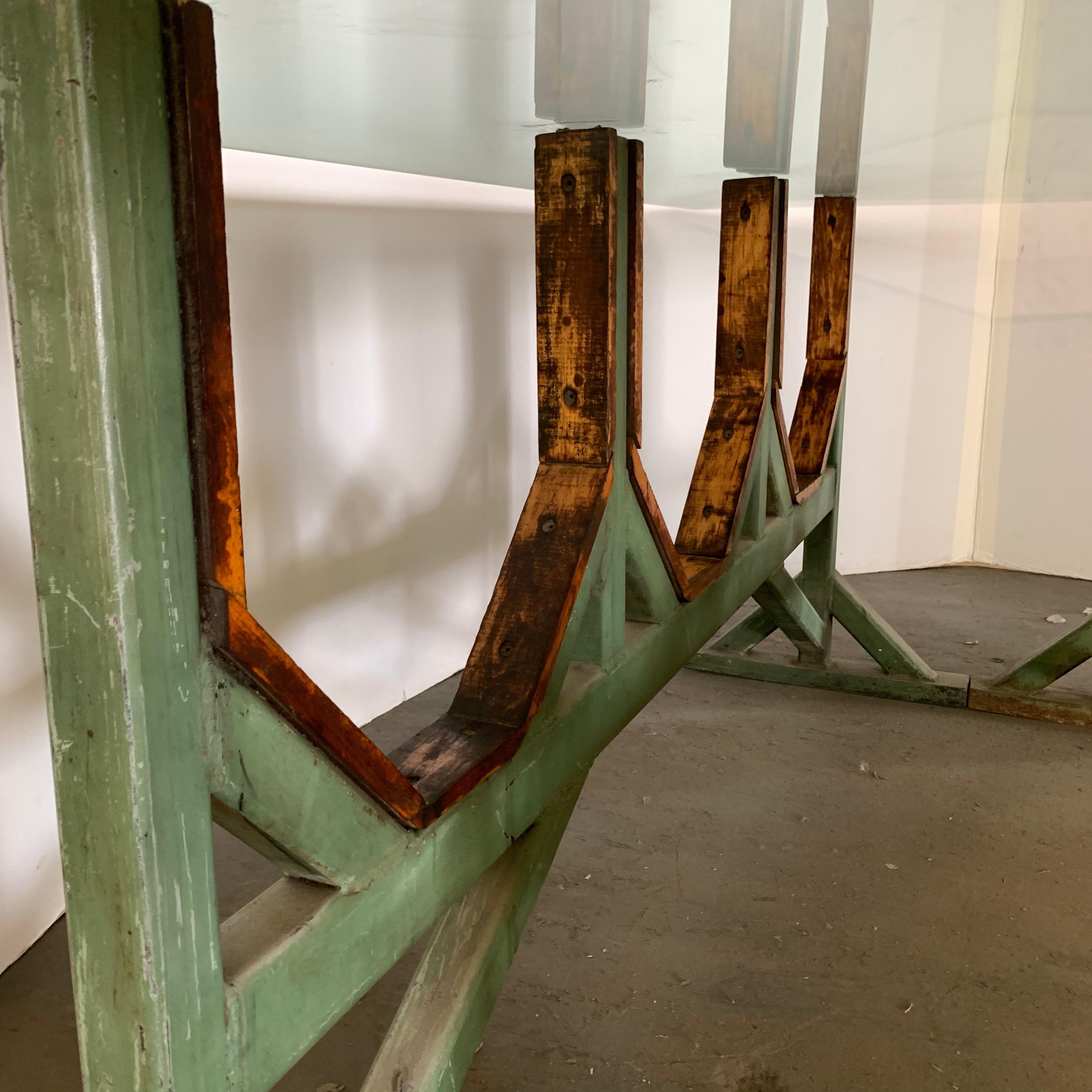 Two Customizable Industrial Metal And Wood Dining Room Table Bases In Good Condition For Sale In Haddonfield, NJ