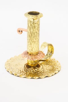 Verstellbare und tragbare Art Deco Kerzenhalter Messing Kupfer Wien um 1920er Jahre