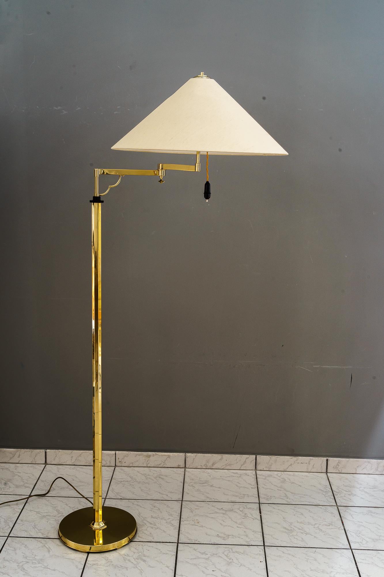 Adjustable and swiveling Art Deco Floor Lamp with fabric shade vienna 1920s For Sale 1