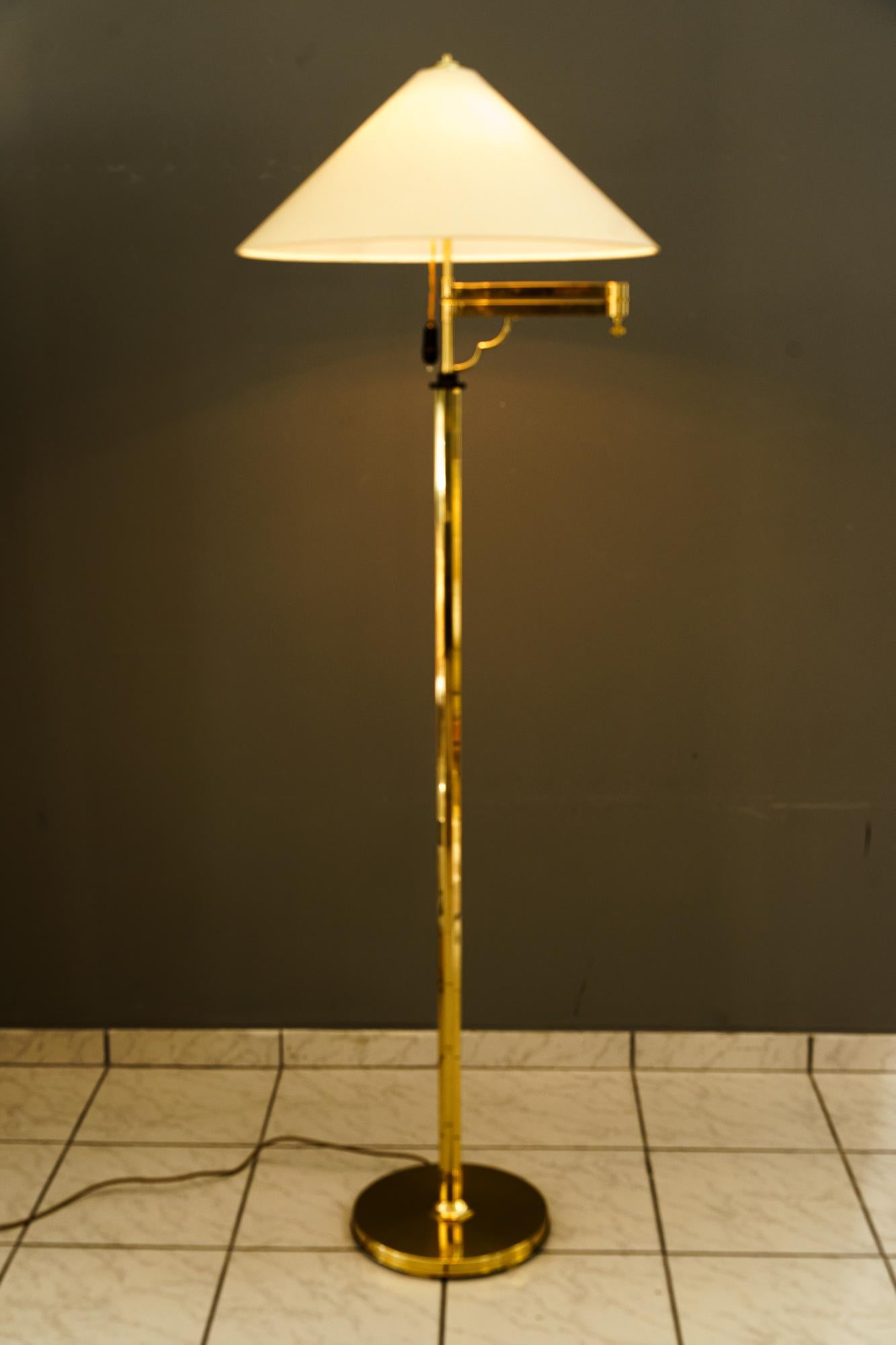 Adjustable and swiveling Art Deco Floor Lamp with fabric shade vienna 1920s For Sale 4