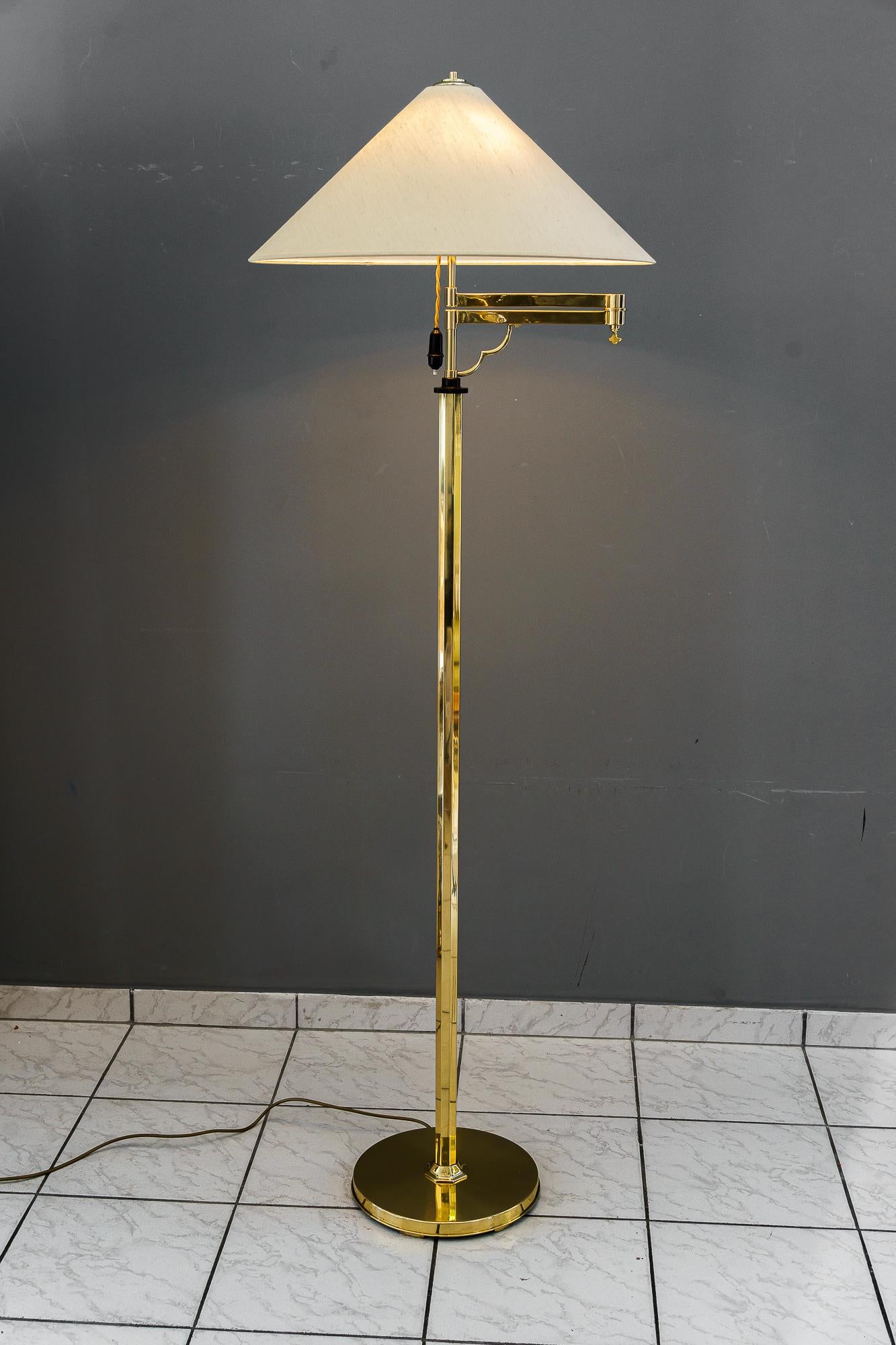 Adjustable and swiveling Art Deco Floor Lamp with fabric shade vienna 1920s For Sale 9