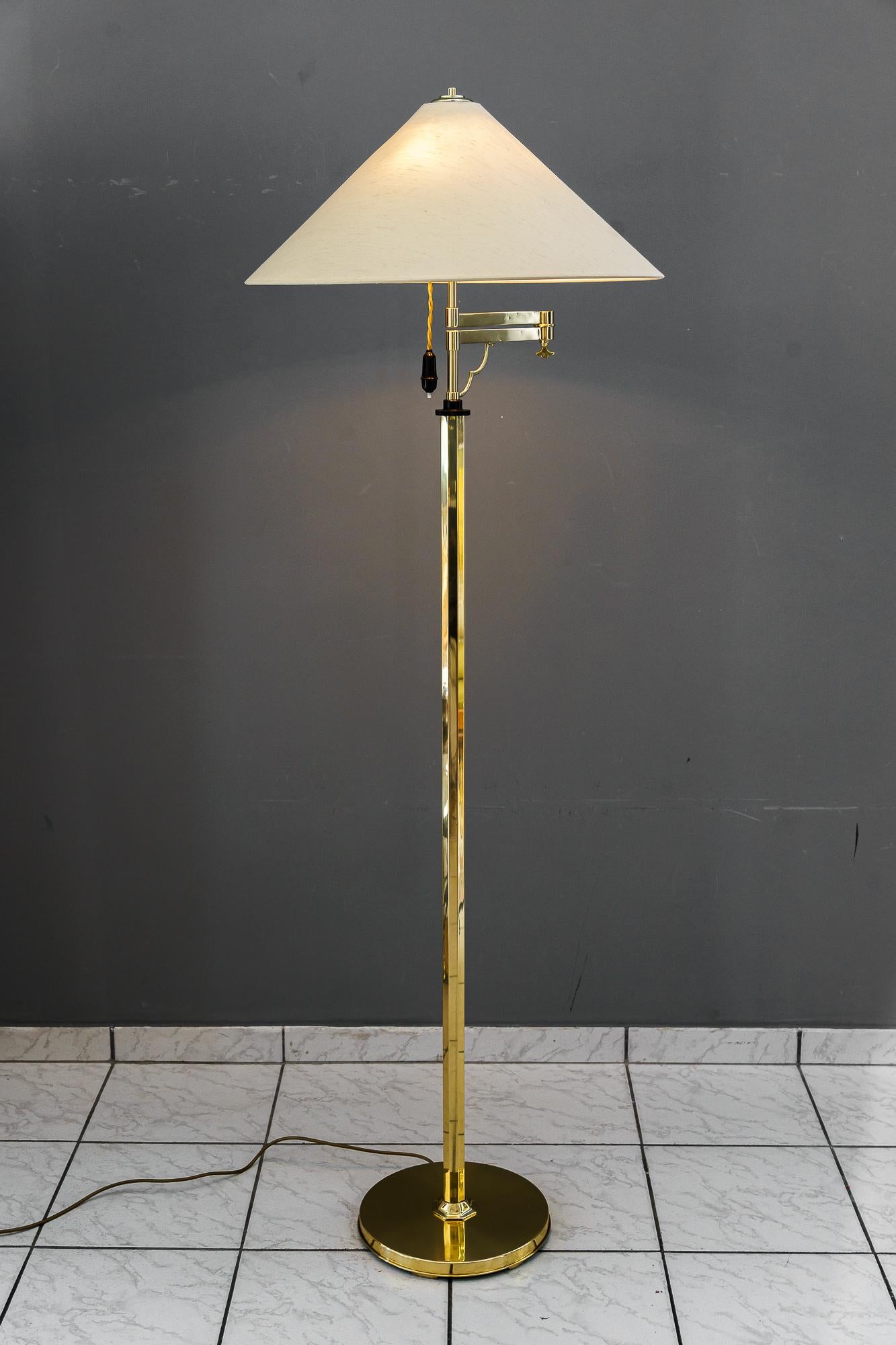 Adjustable and swiveling Art Deco Floor Lamp with fabric shade vienna 1920s For Sale 10