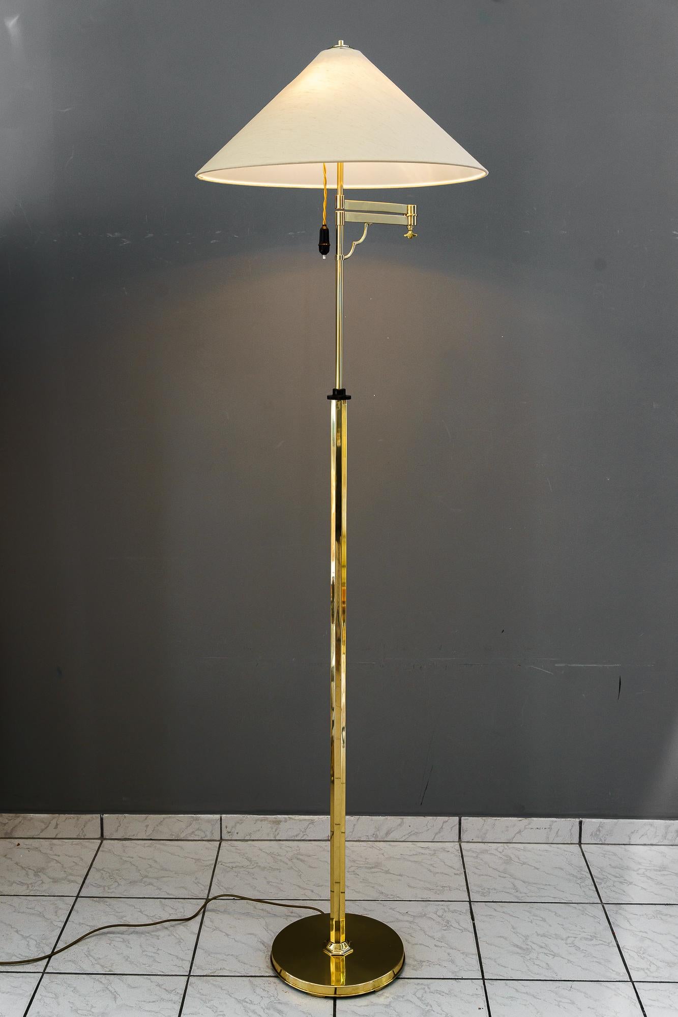 Adjustable and swiveling Art Deco Floor Lamp with fabric shade vienna 1920s For Sale 11