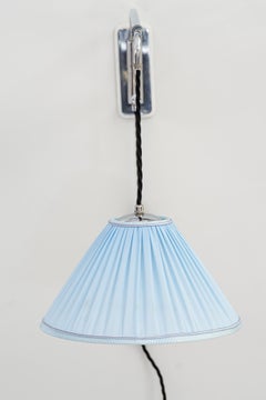 Adjustable and Swiveling Chrome Wall Lamp with Fabric Shade Around 1920s