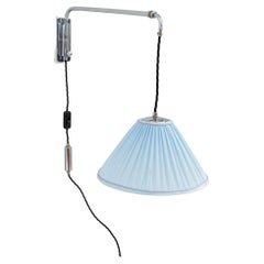 Adjustable and Swiveling Chrome Wall Lamp with Fabric Shade Around 1920s