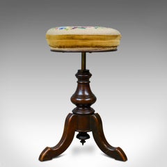 Adjustable Antique Piano Stool, English, Victorian, Walnut, Music, circa 1880
