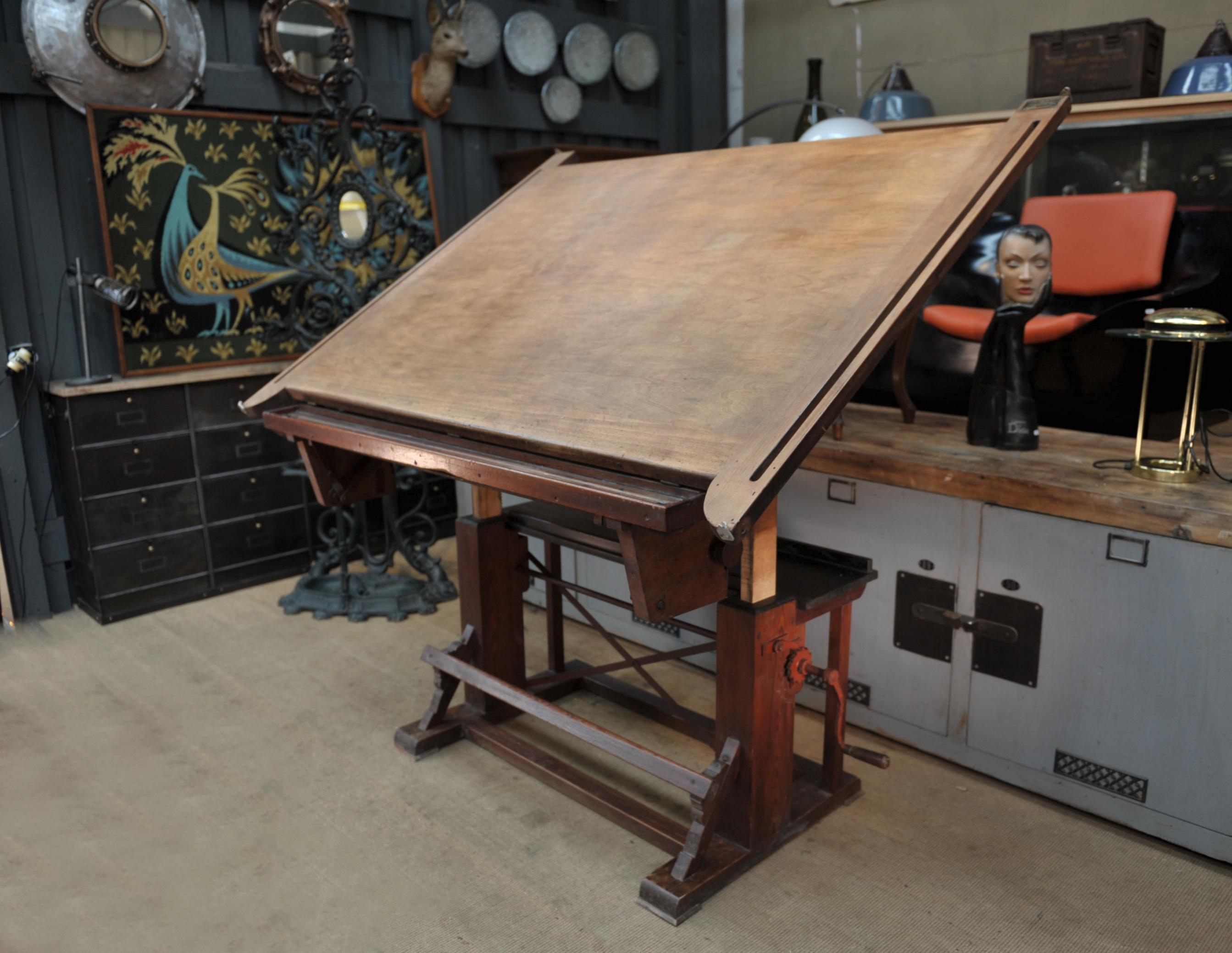 Belgian Adjustable Architect's Drafting Table or Writing Desk, circa 1920s