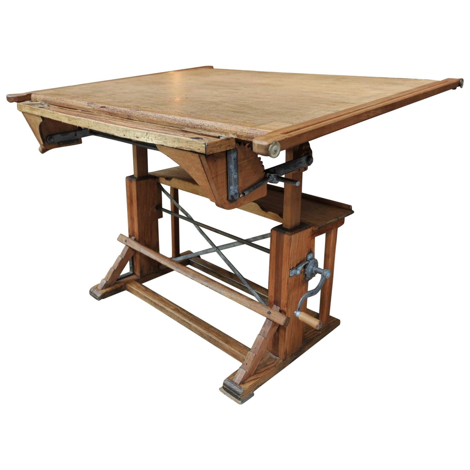 Adjustable Architect's Drafting Table or Writing Desk, circa 1920s