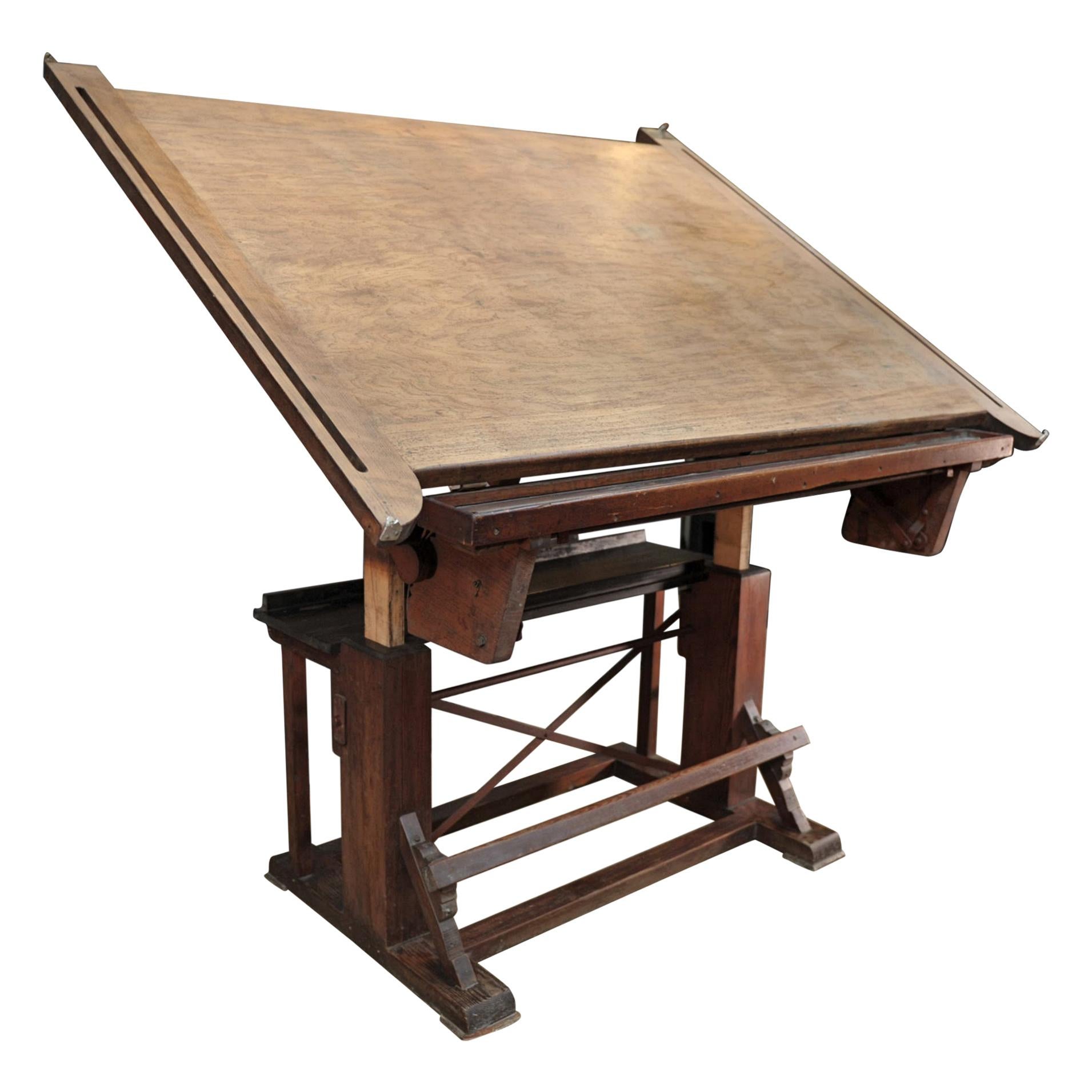 Adjustable Architect's Drafting Table or Writing Desk, circa 1920s