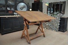 Adjustable Architect's Drafting Table or Writing Desk, with Lamp, circa 1920s