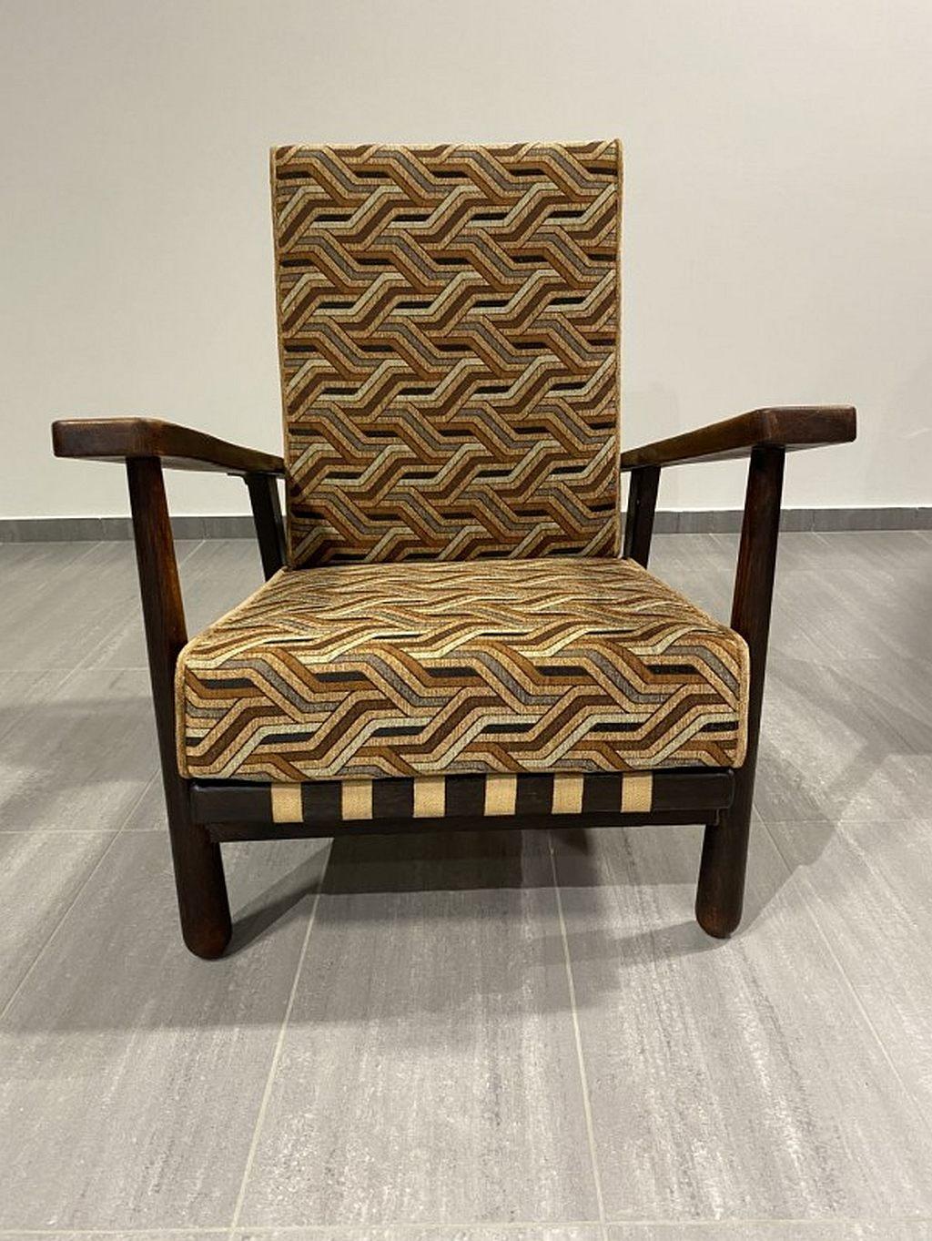 Mid-Century Modern Fauteuil réglable de Jan Vanek pour Krsn Jizba, années 1940 en vente