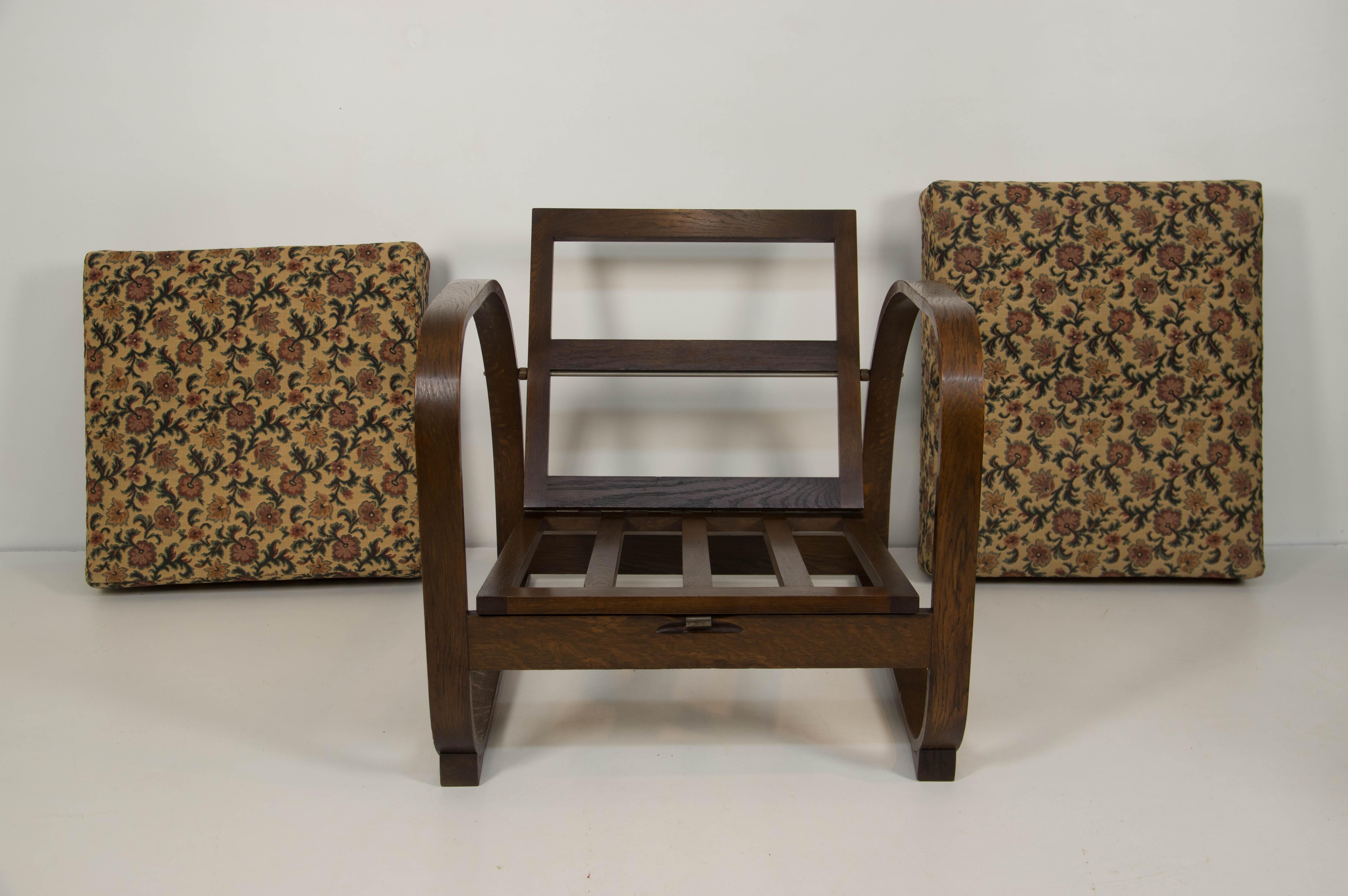 Sillón regulable H70 de Jindrich Halabala, años 30 en venta 6