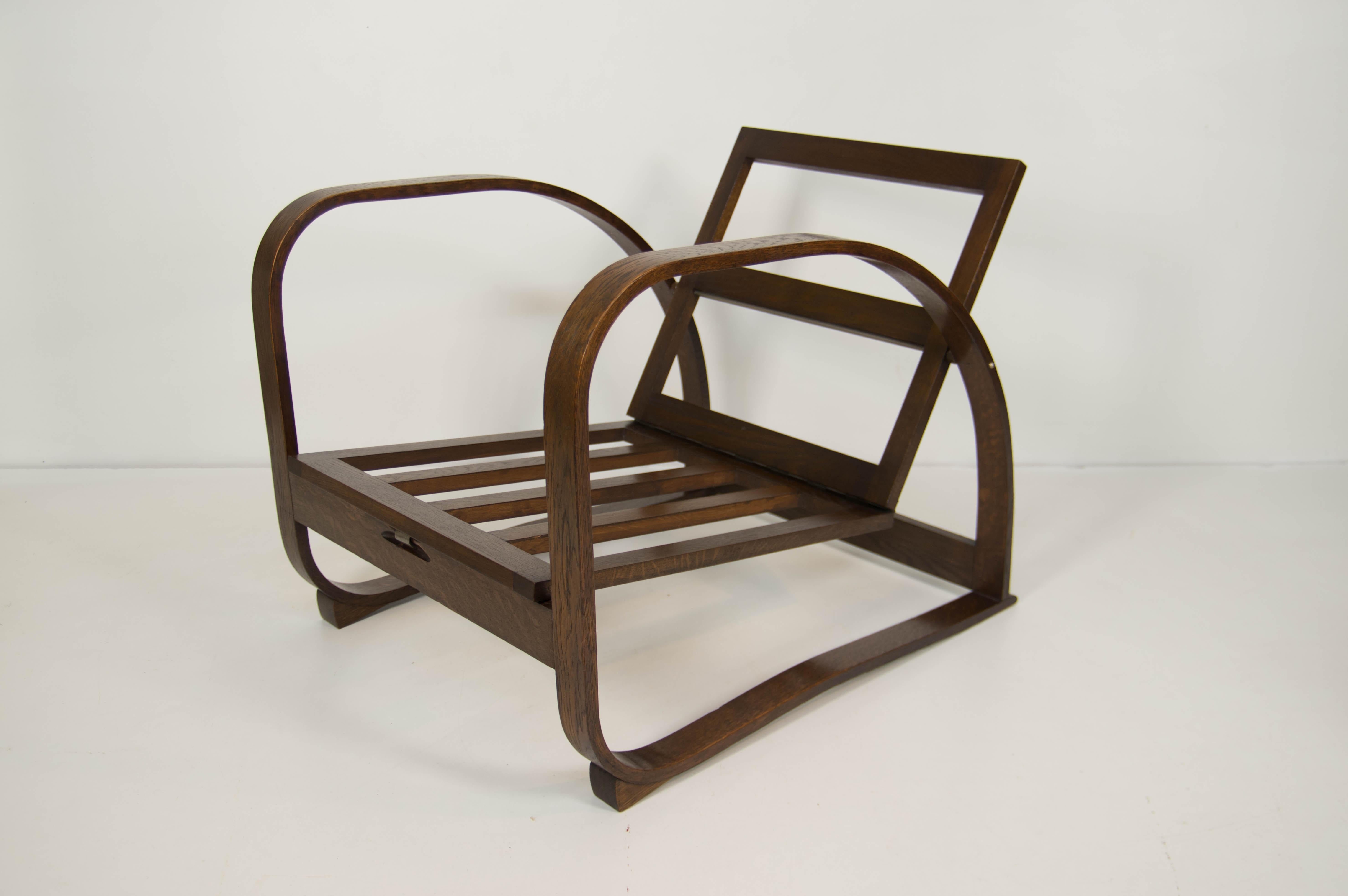 Sillón regulable H70 de Jindrich Halabala, años 30 en venta 9