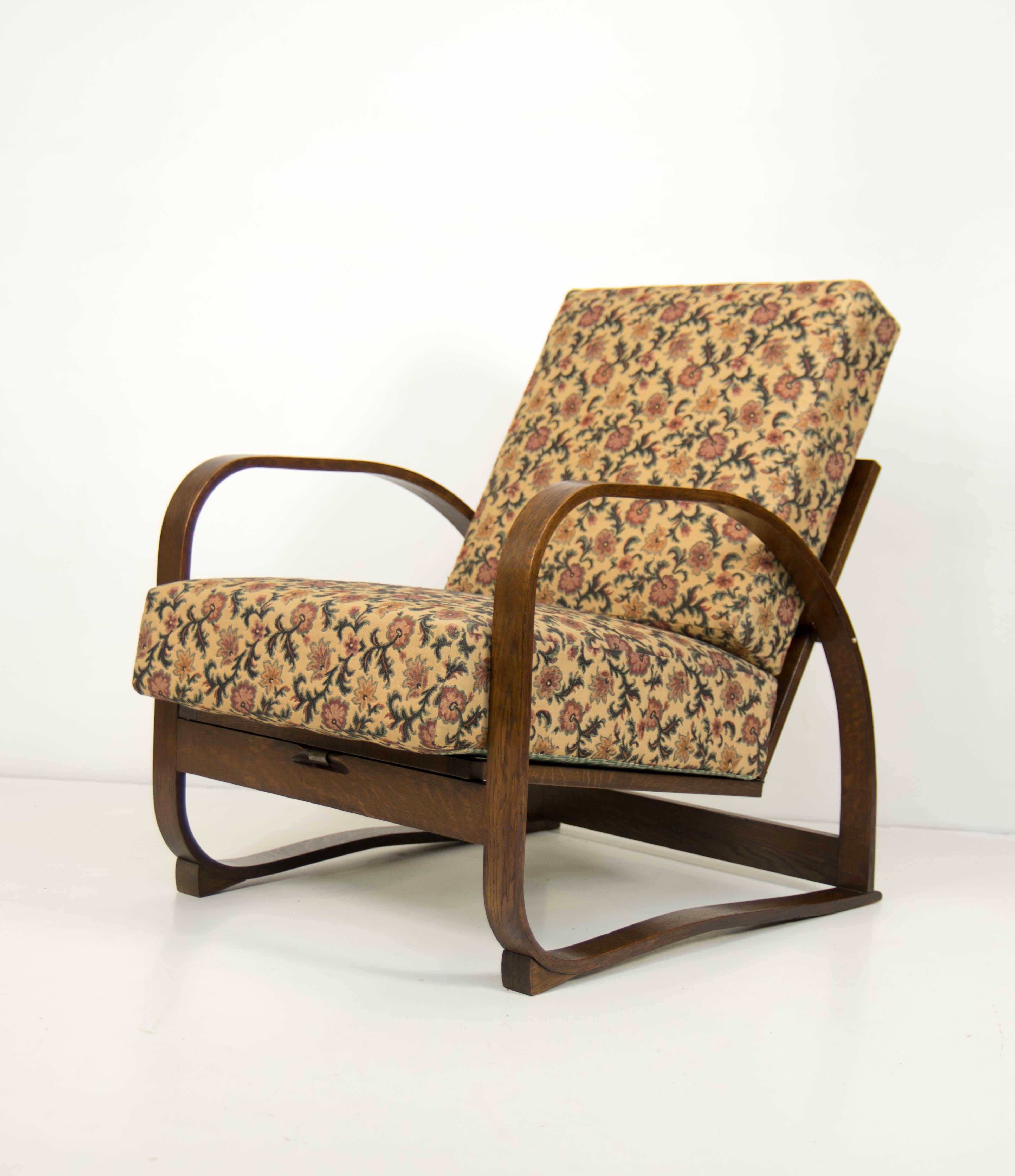 Sillón regulable H70 de Jindrich Halabala, años 30 en Bueno estado para la venta en Praha, CZ