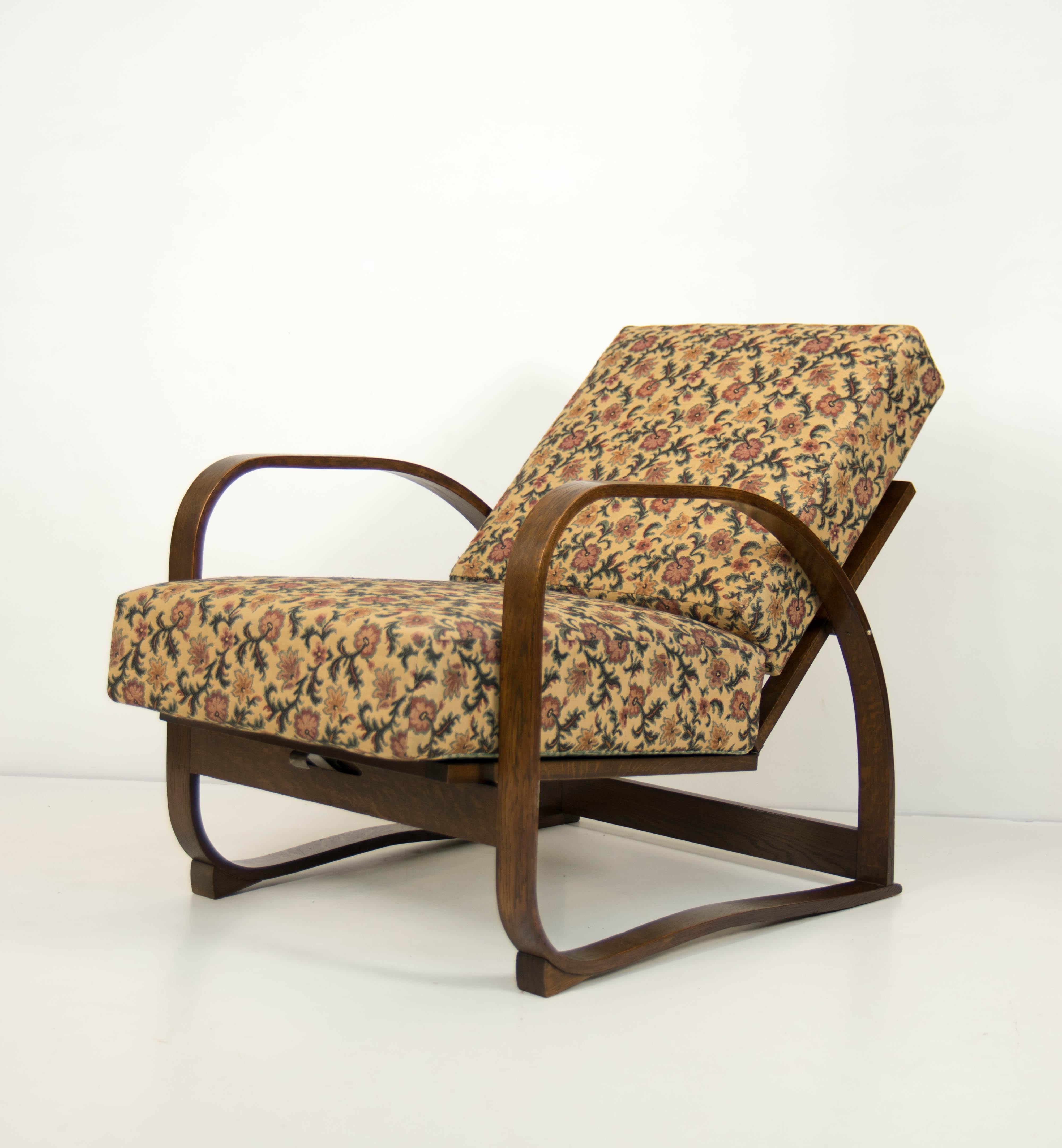 Sillón regulable H70 de Jindrich Halabala, años 30 mediados del siglo XX en venta