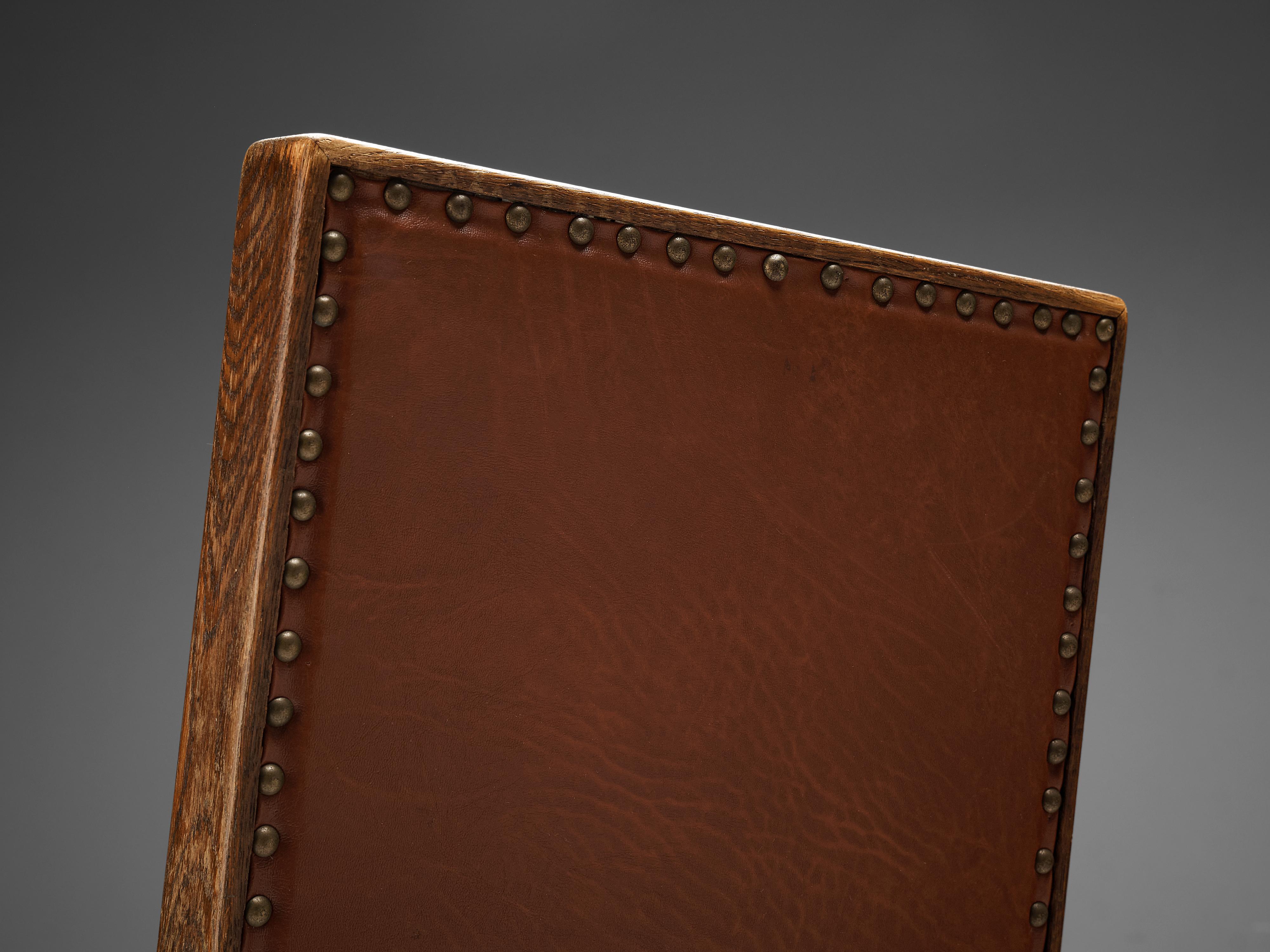Poltrona regolabile in pelle rossa e Oak in vendita 3