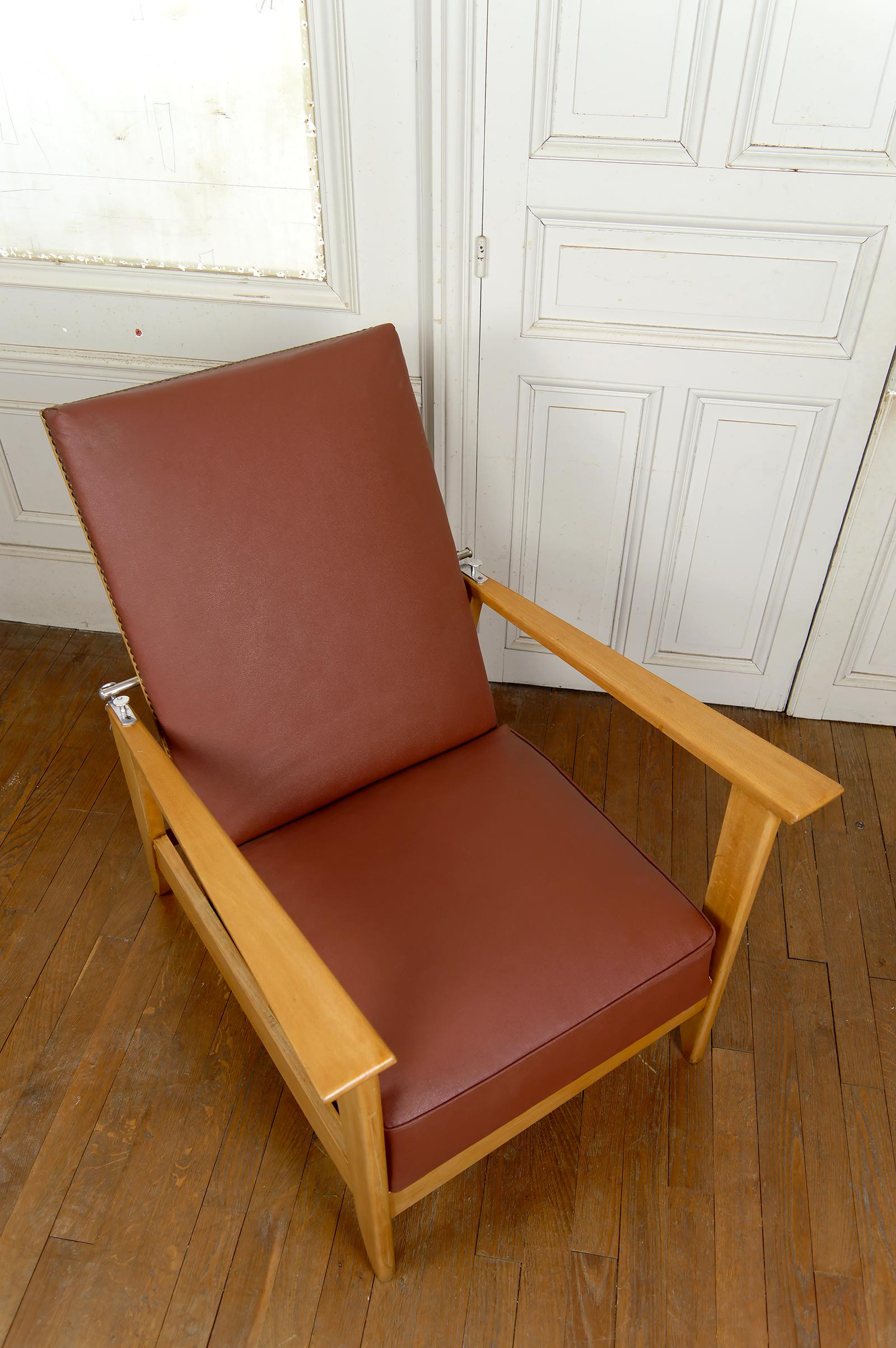 Sillón Ajustable, Chaise Longue Tipo Morris, Art Decó, Francia, Circa 1940 en venta 5