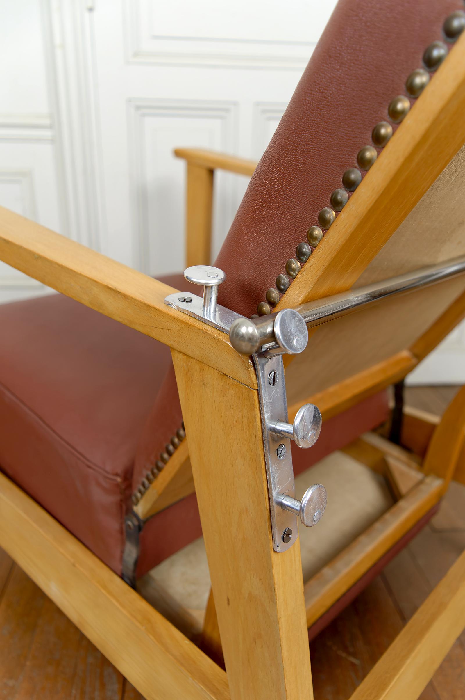 Sillón Ajustable, Chaise Longue Tipo Morris, Art Decó, Francia, Circa 1940 en venta 9