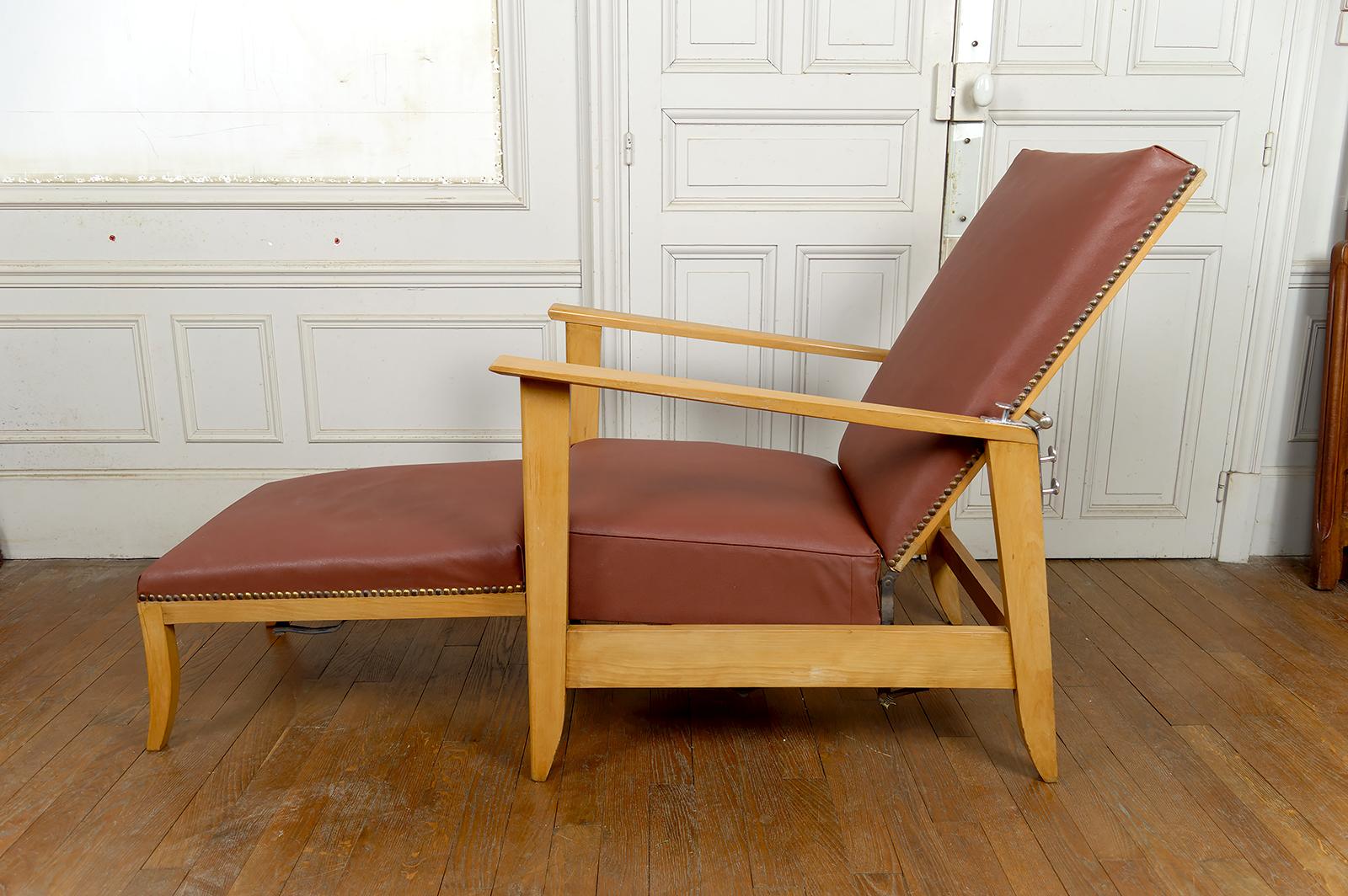 Sillón Ajustable, Chaise Longue Tipo Morris, Art Decó, Francia, Circa 1940 Francés en venta