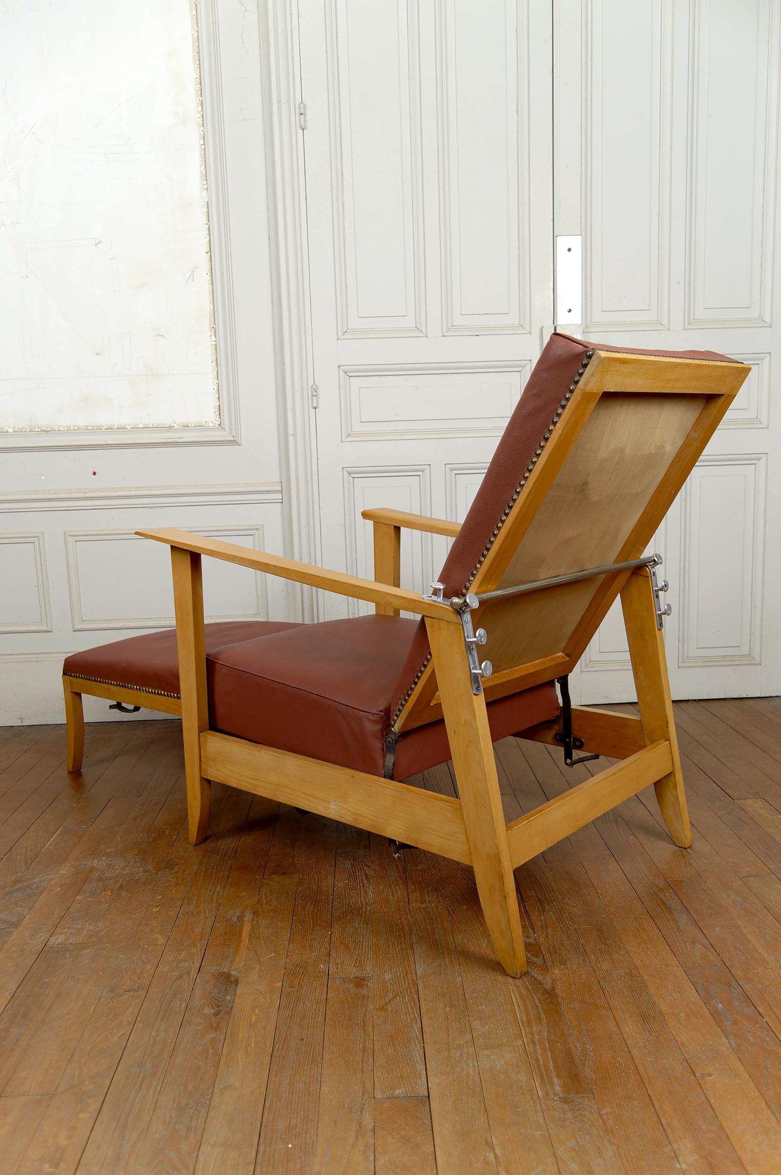 Sillón Ajustable, Chaise Longue Tipo Morris, Art Decó, Francia, Circa 1940 en Bueno estado para la venta en VÉZELAY, FR