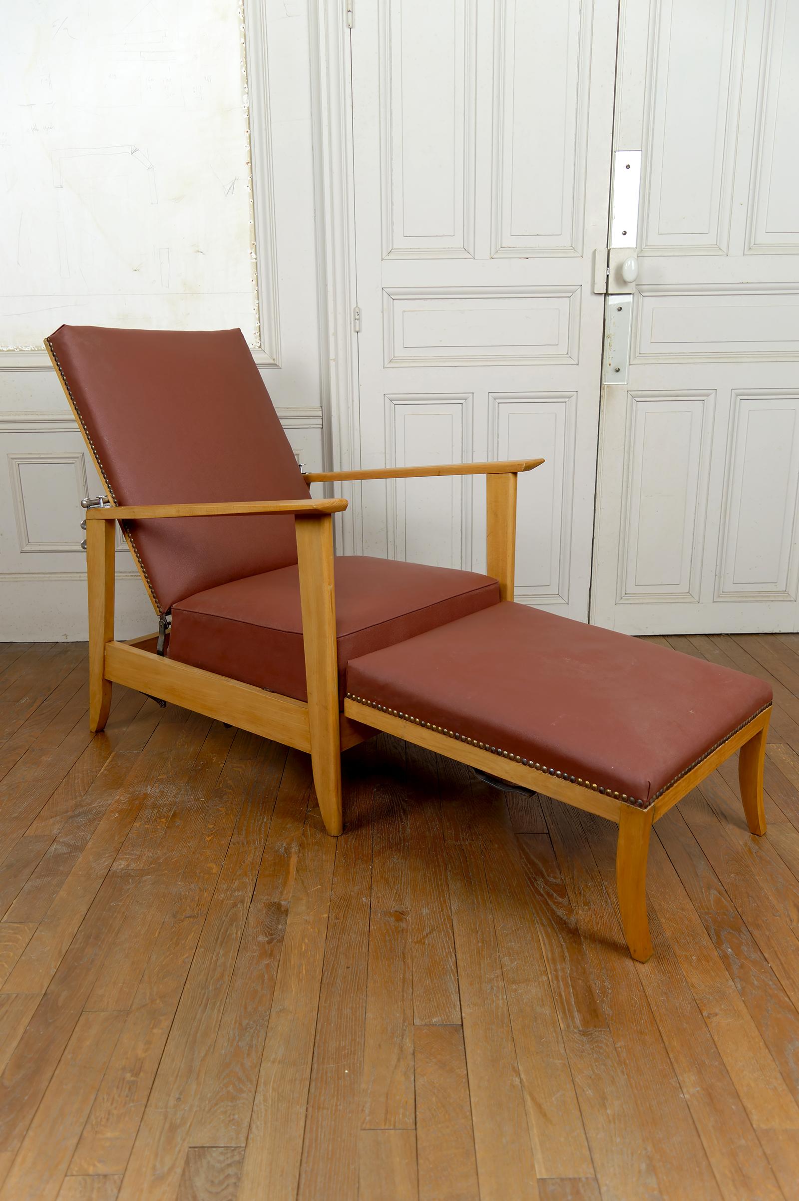 Sillón Ajustable, Chaise Longue Tipo Morris, Art Decó, Francia, Circa 1940 en venta 1