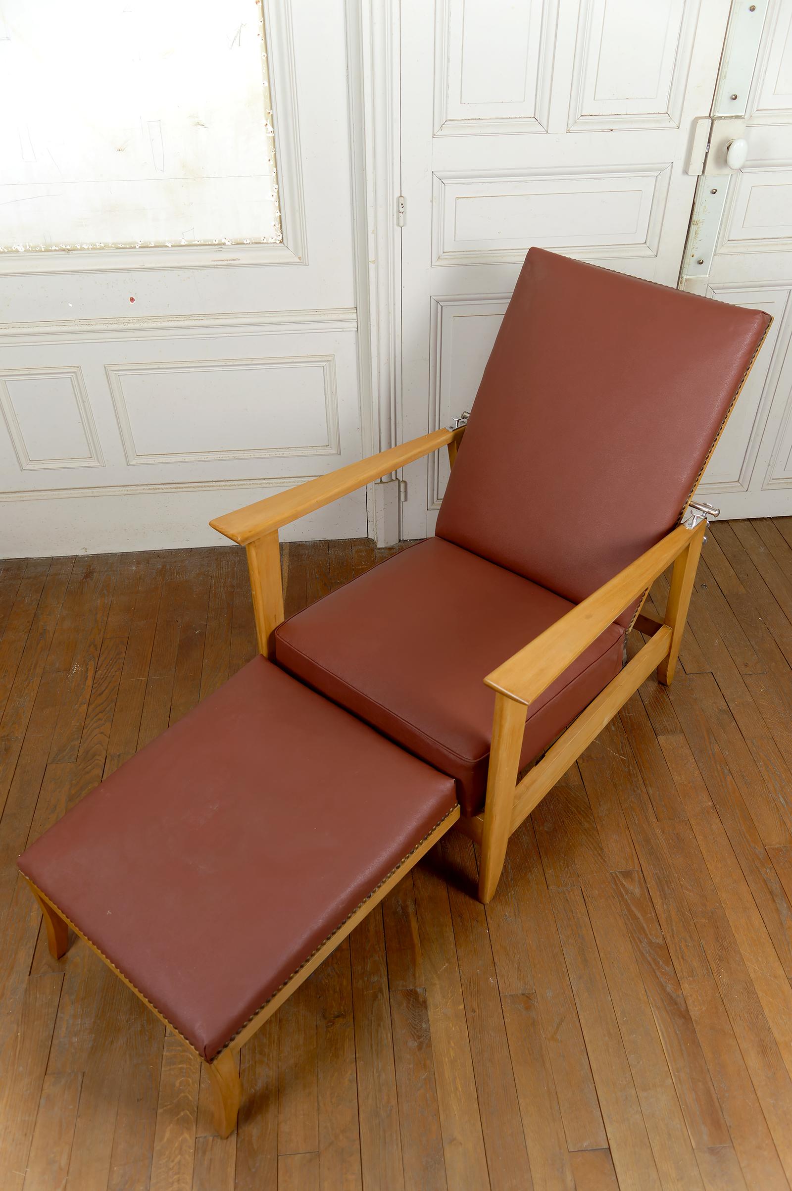 Sillón Ajustable, Chaise Longue Tipo Morris, Art Decó, Francia, Circa 1940 en venta 2