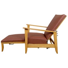 Adjustable Armchair, Morris-Type Chaise Longue, Art Deco, France, Circa 1940
