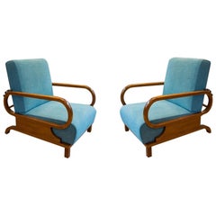 Adjustable Art Deco Armchairs, 1930s, Set of 2