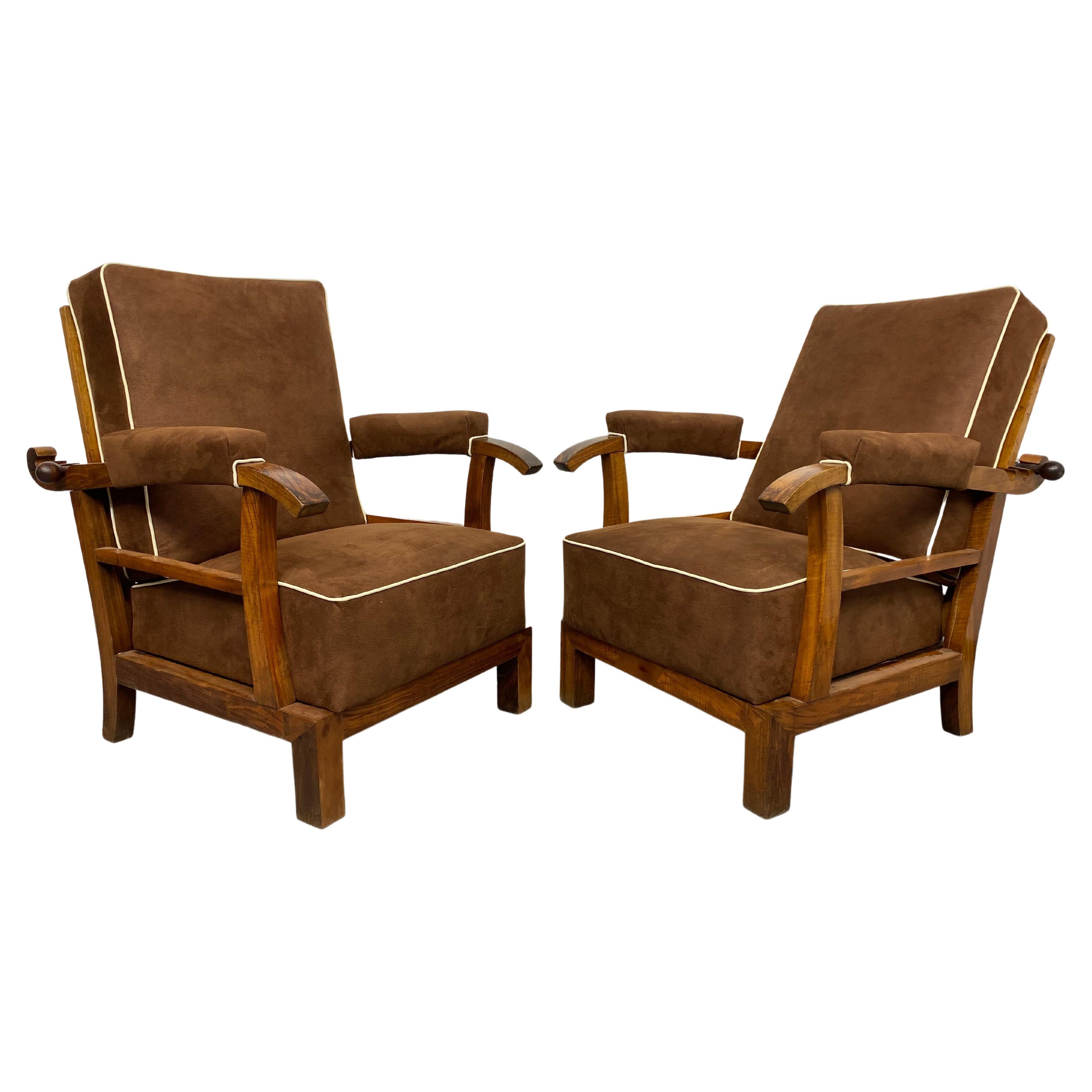Adjustable art deco armchairs For Sale