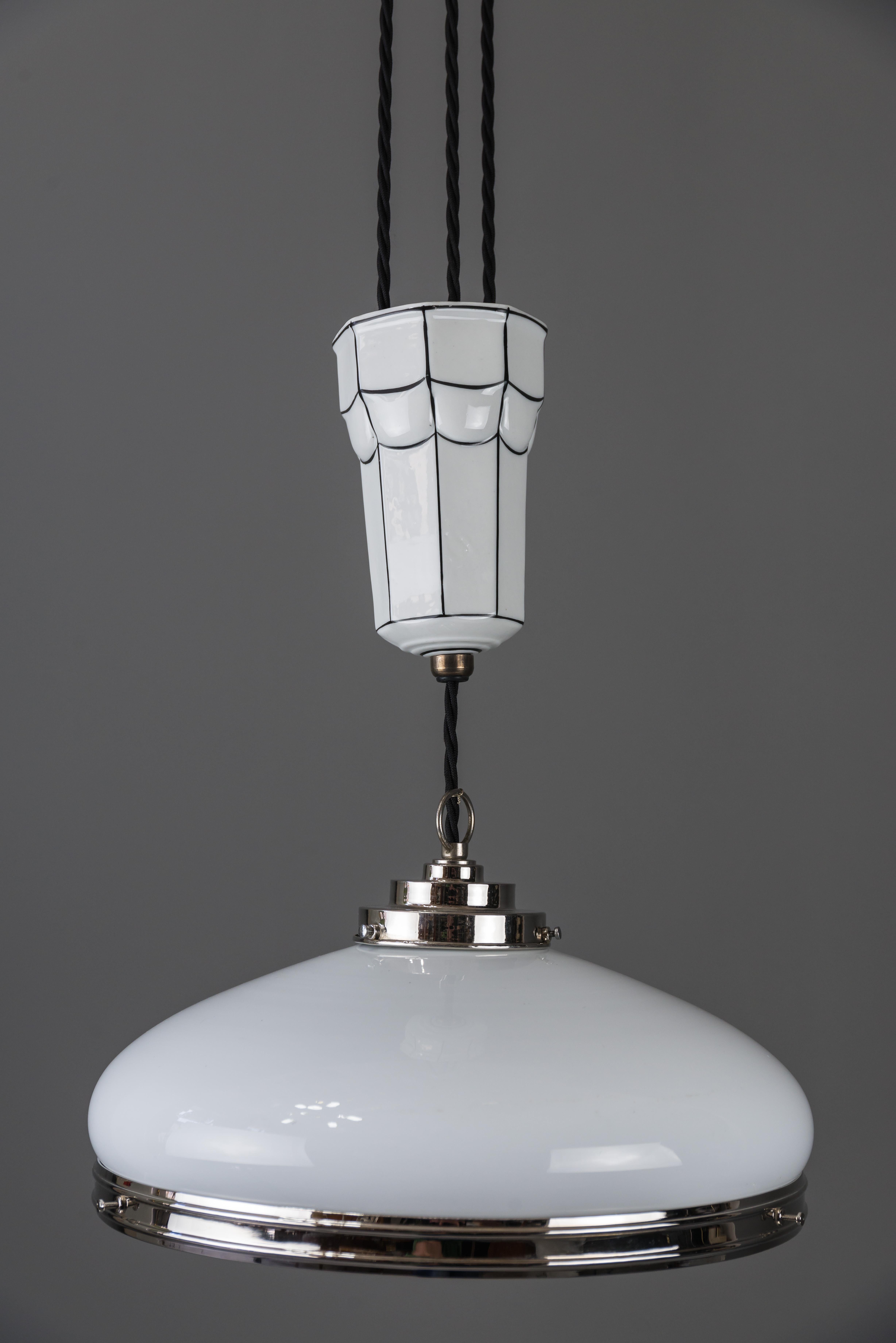 Plated  Adjustable Art Deco Chandelier 1920s by Bauhaus For Sale