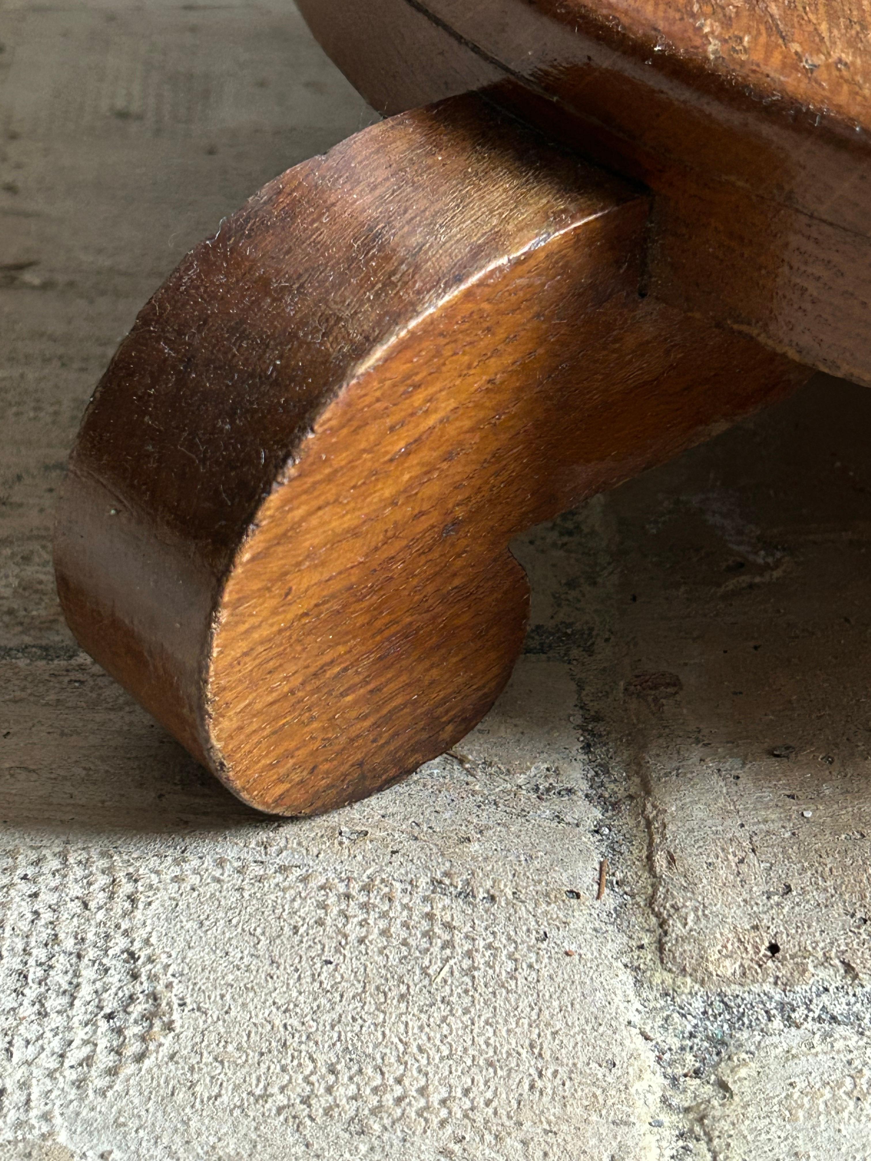 Fatto a mano Lampada da terra regolabile Art Deco in Oak massiccio e ottone, Danimarca, anni '20 in vendita