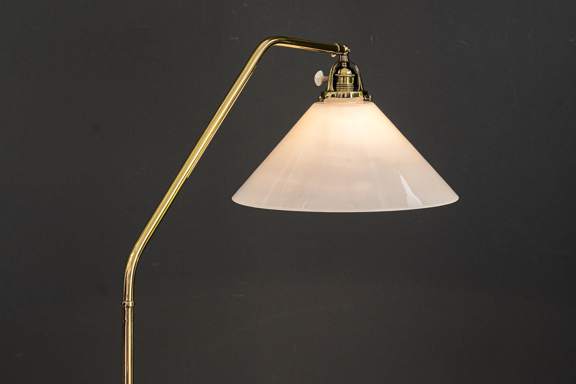 Adjustable Art Deco Floor Lamp with Glass Shade, Around 1920s 3