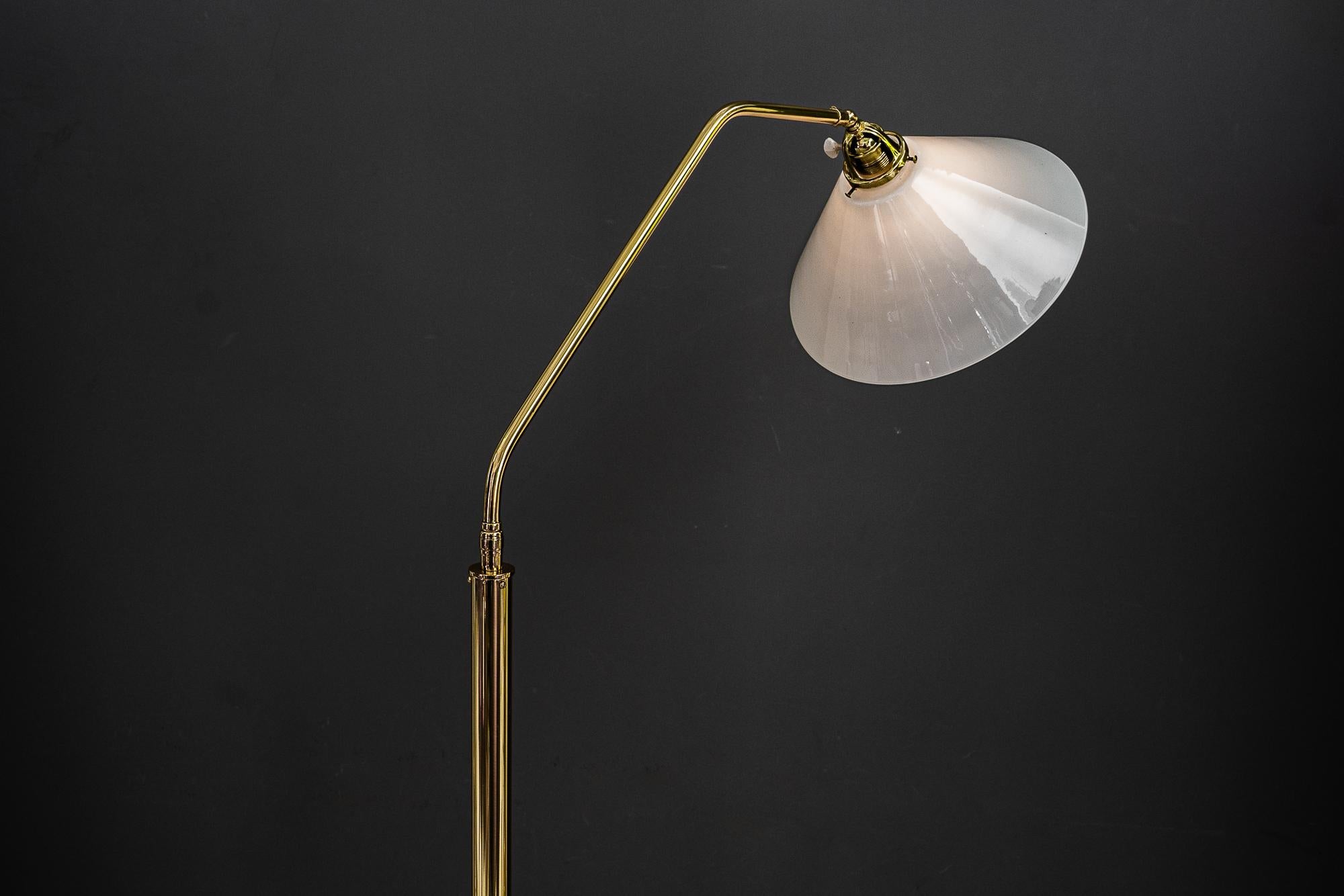 Opal Adjustable Art Deco Floor Lamp with Glass Shade, Around 1920s