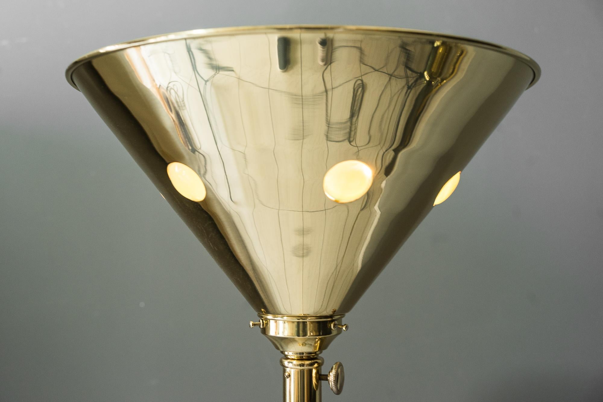 Adjustable Art Deco Floor Lamp with Opaline Glass on Shade, Vienna Around 1920s 2