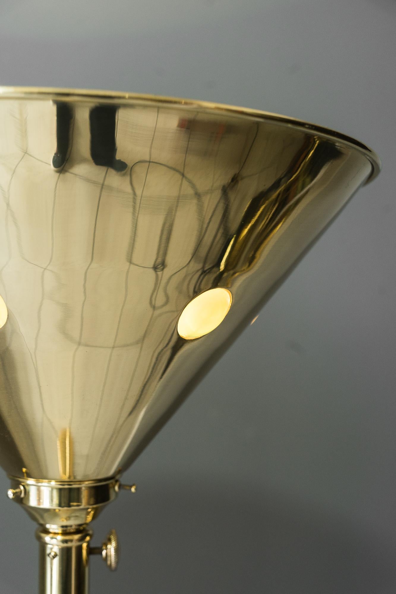 Adjustable Art Deco Floor Lamp with Opaline Glass on Shade, Vienna Around 1920s 3