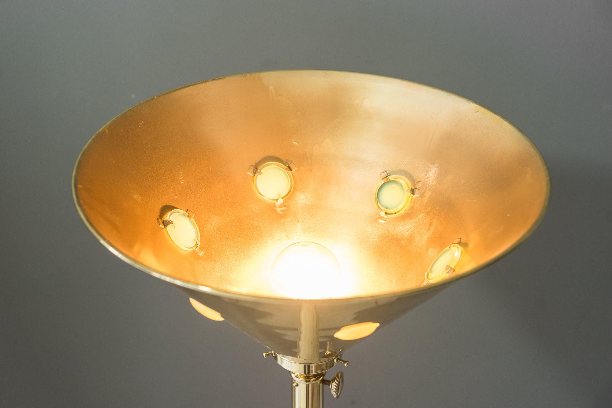 Adjustable Art Deco Floor Lamp with Opaline Glass on Shade, Vienna Around 1920s 4