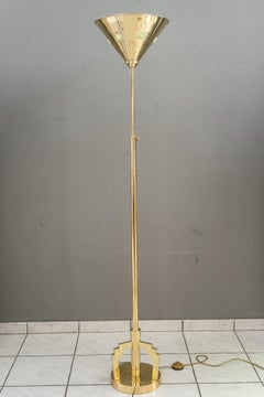 Adjustable Art Deco Floor Lamp with Opaline Glass on Shade, Vienna Around 1920s