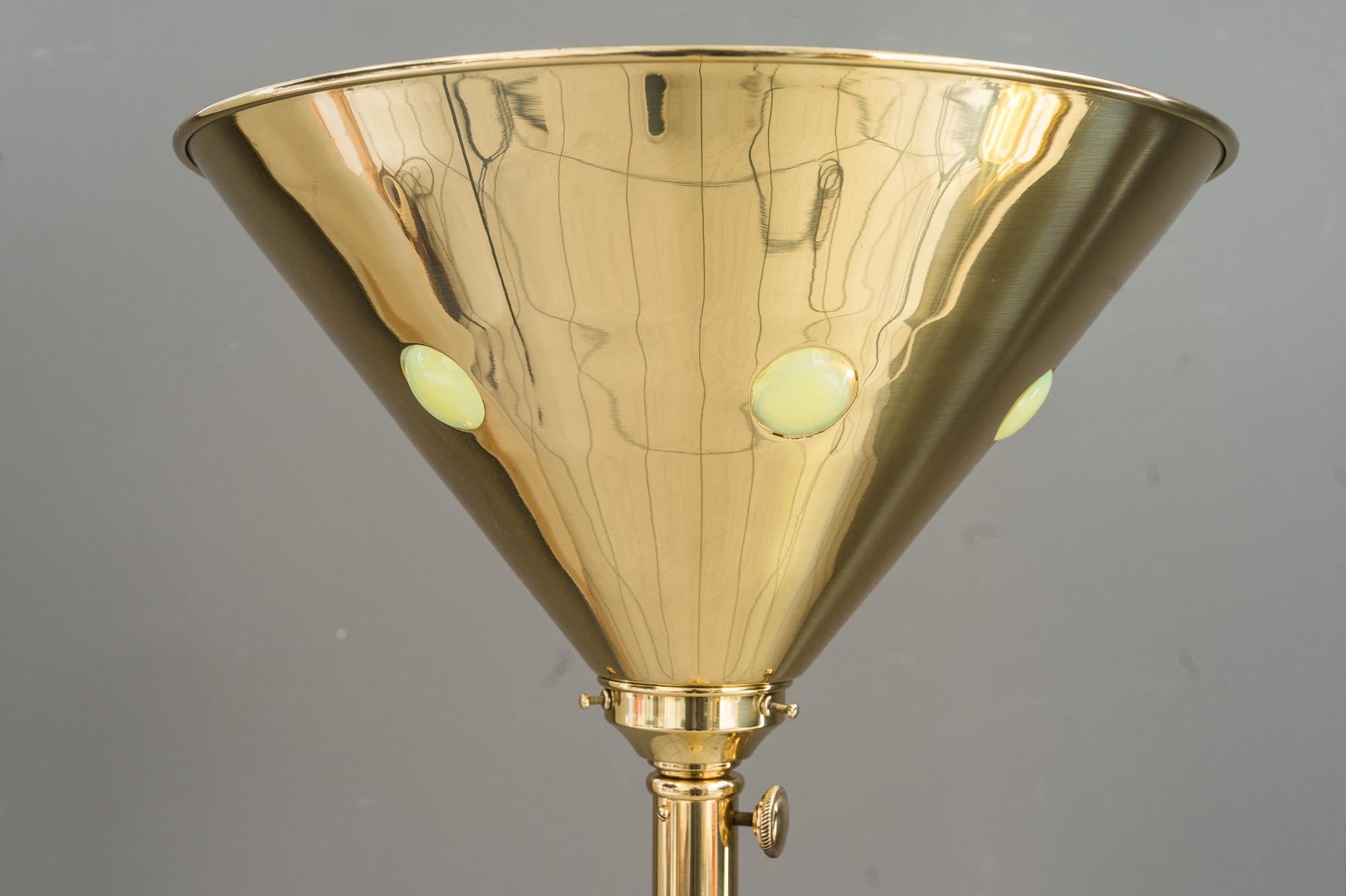Adjustable Art Deco Floor Lamp with Opaline Glass on Shade, Vienna Around 1920s 1
