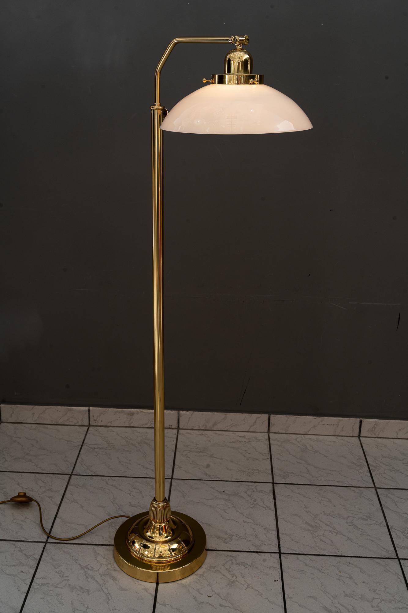 Adjustable Art Deco Floor lamp with original opal glass shade vienna around 1920 im Angebot 1