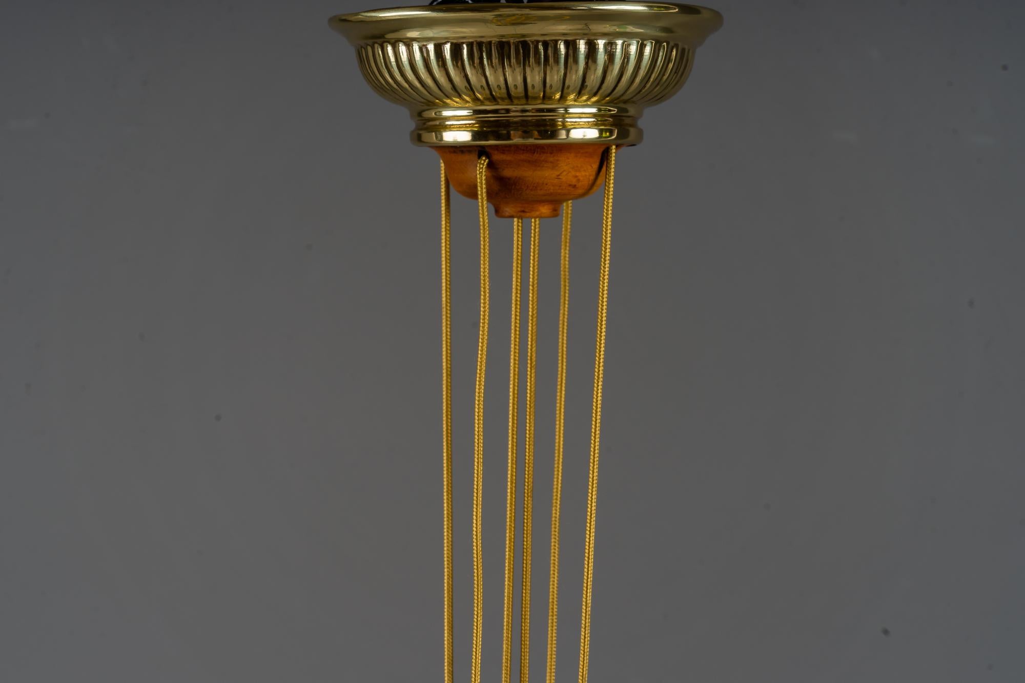 Early 20th Century Adjustable art deco pendant vienna around with original opaline glass shade 1920