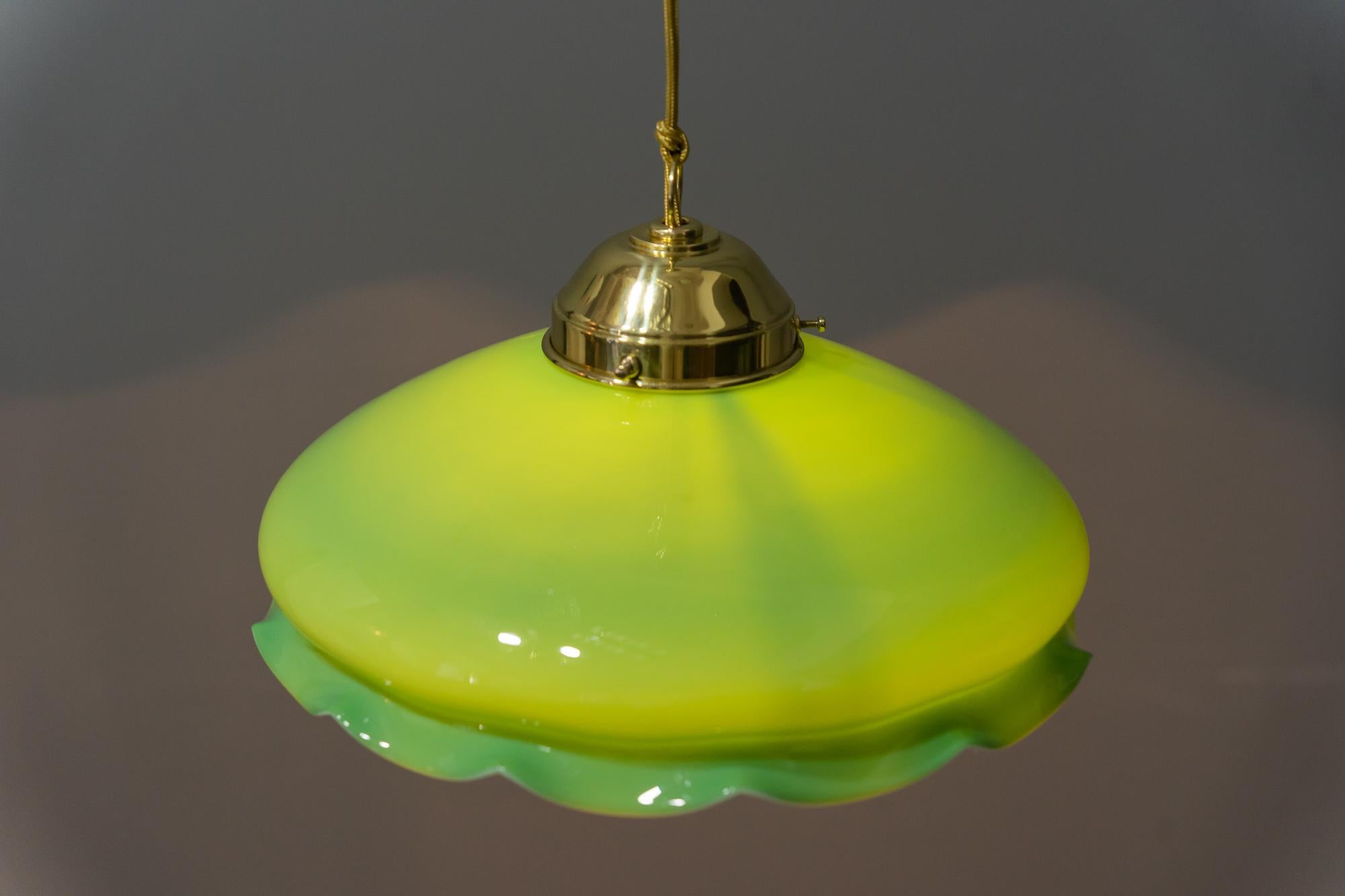Adjustable art deco pendant vienna with original opal glass shade 1920s in vendita 7