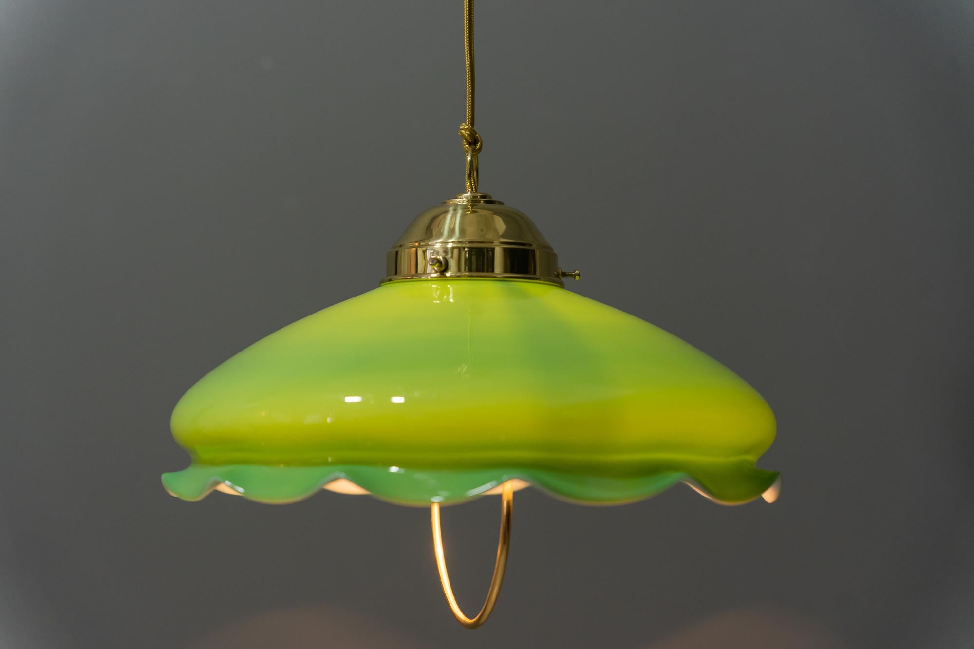 Adjustable art deco pendant vienna with original opal glass shade 1920s in vendita 8
