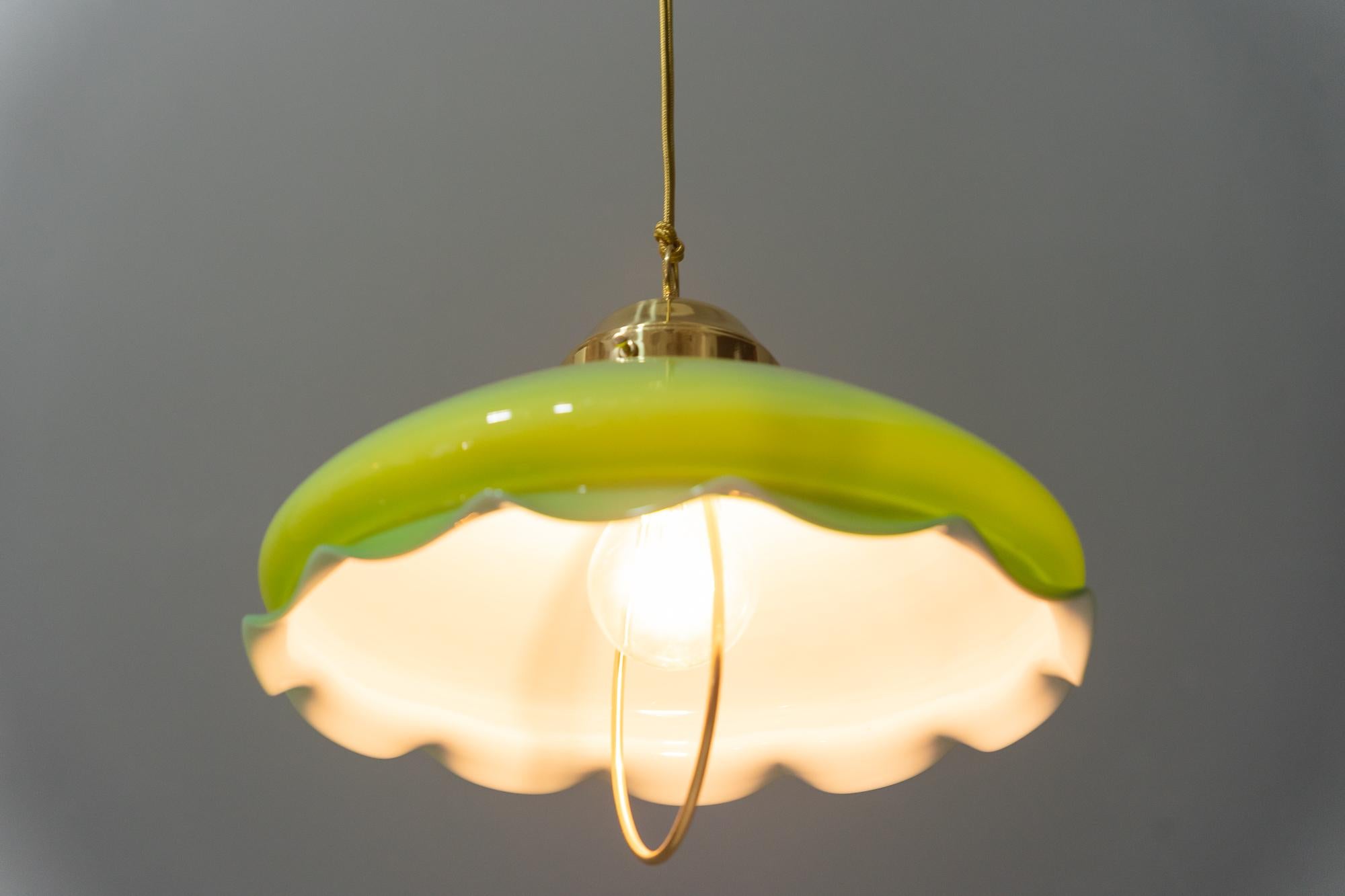 Adjustable art deco pendant vienna with original opal glass shade 1920s in vendita 9