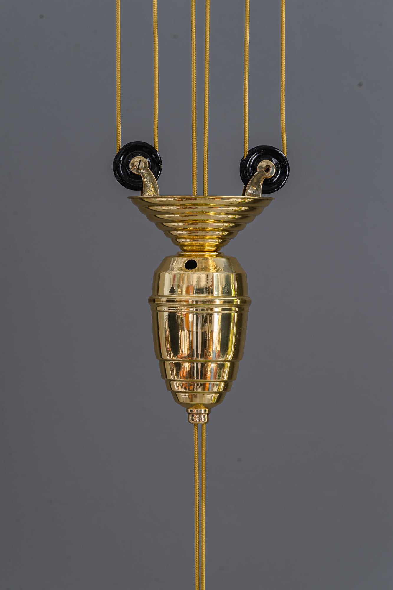 Austriaco Adjustable art deco pendant vienna with original opal glass shade 1920s in vendita